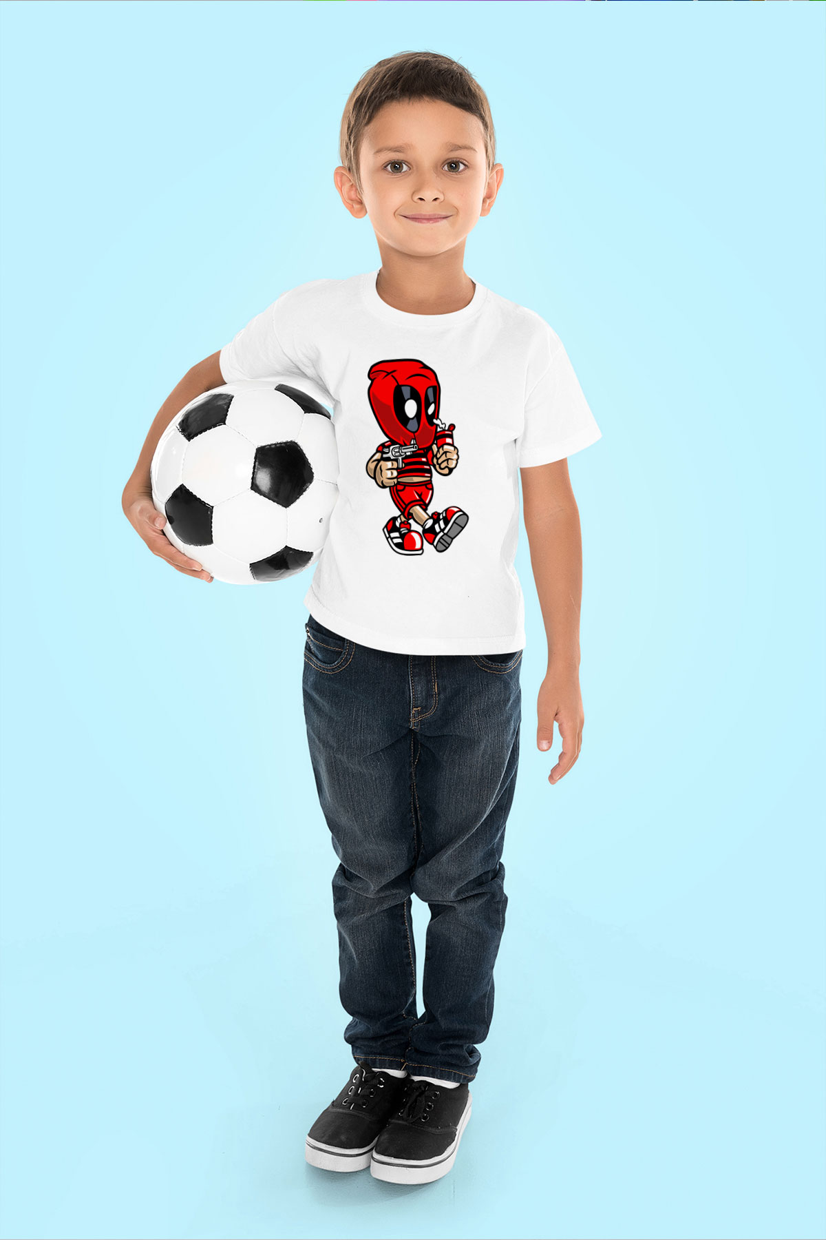 Deadpool Bastard Baskılı Unisex Beyaz Çocuk Tişört