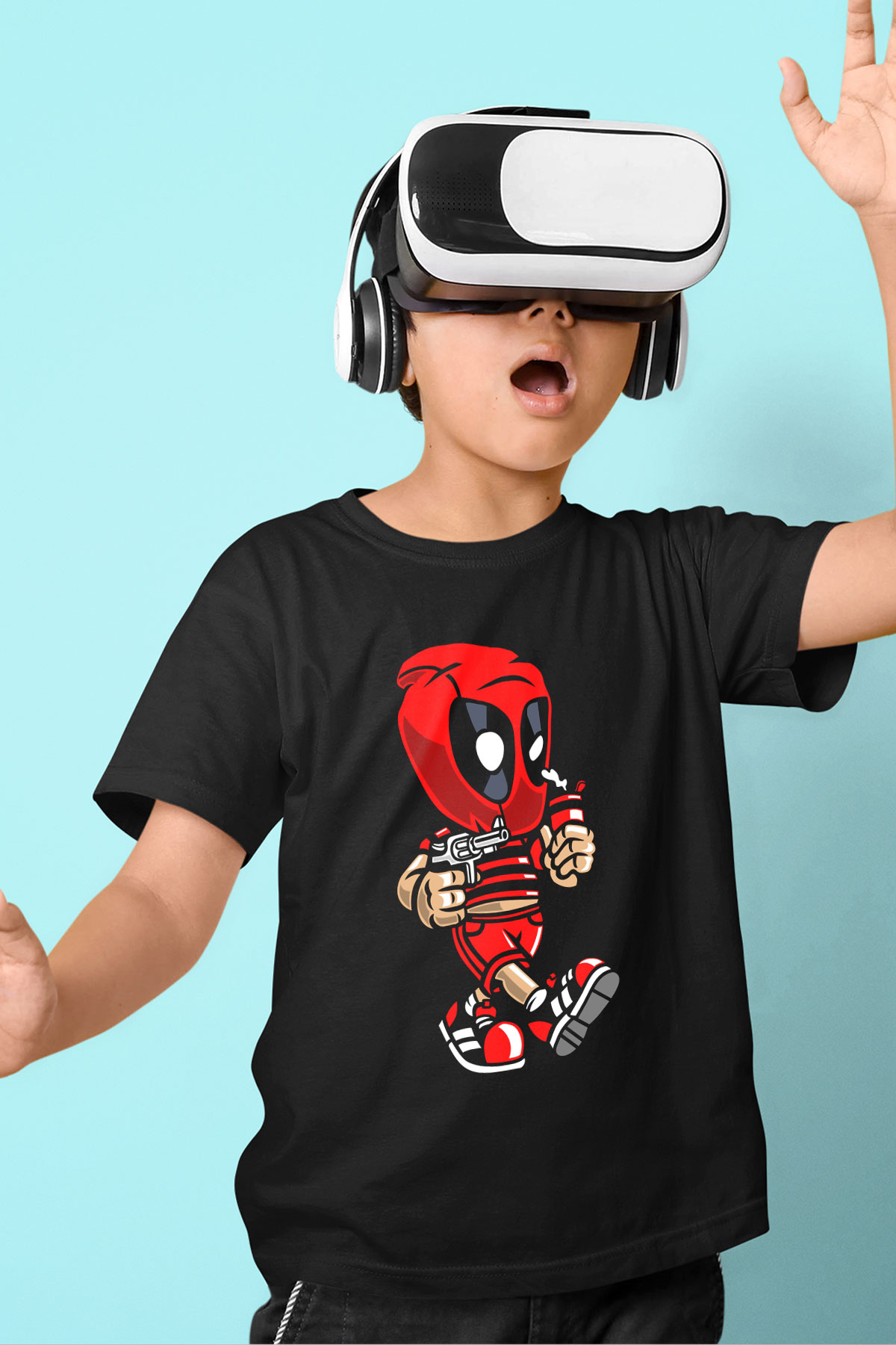 Deadpool Bastard Baskılı Unisex Siyah Çocuk Tişört