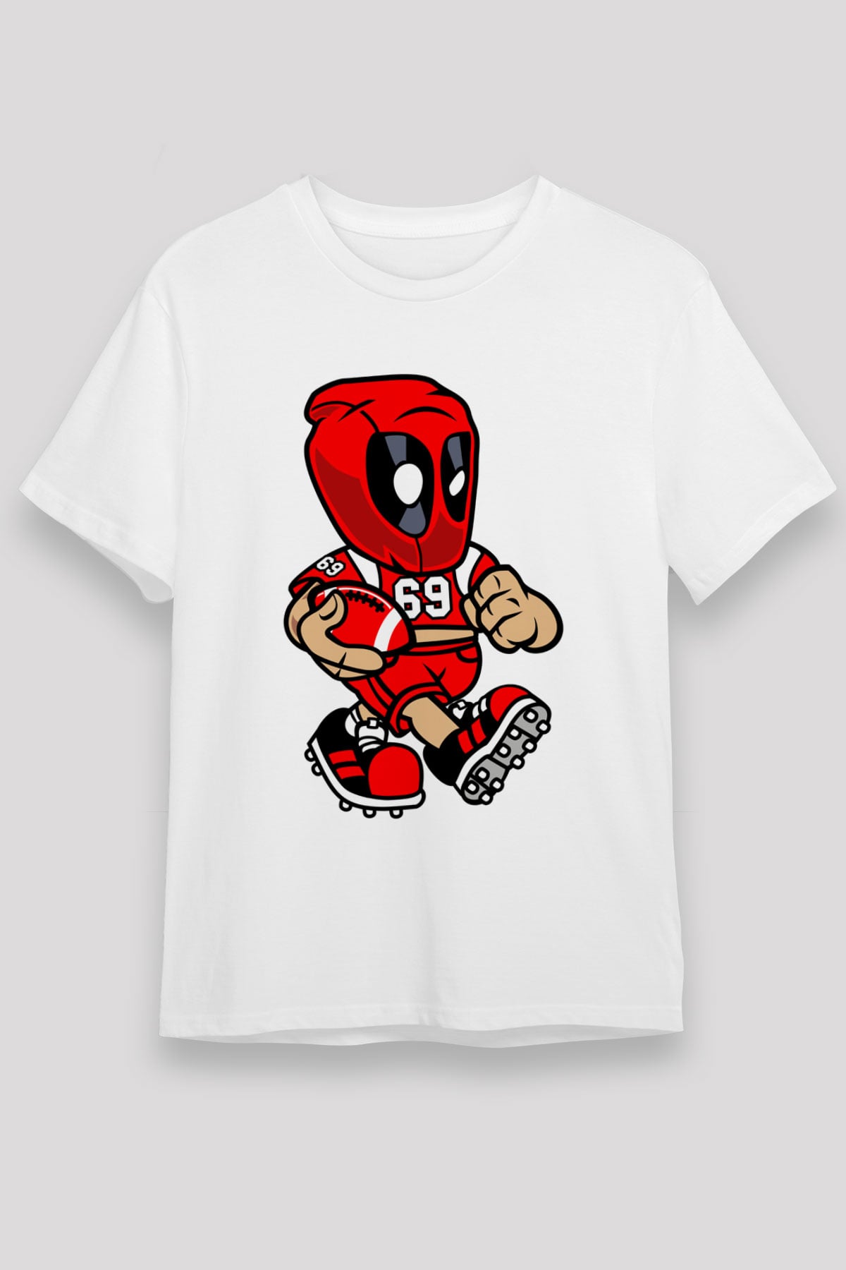Deadpool Football Baskılı Unisex Beyaz Tişört