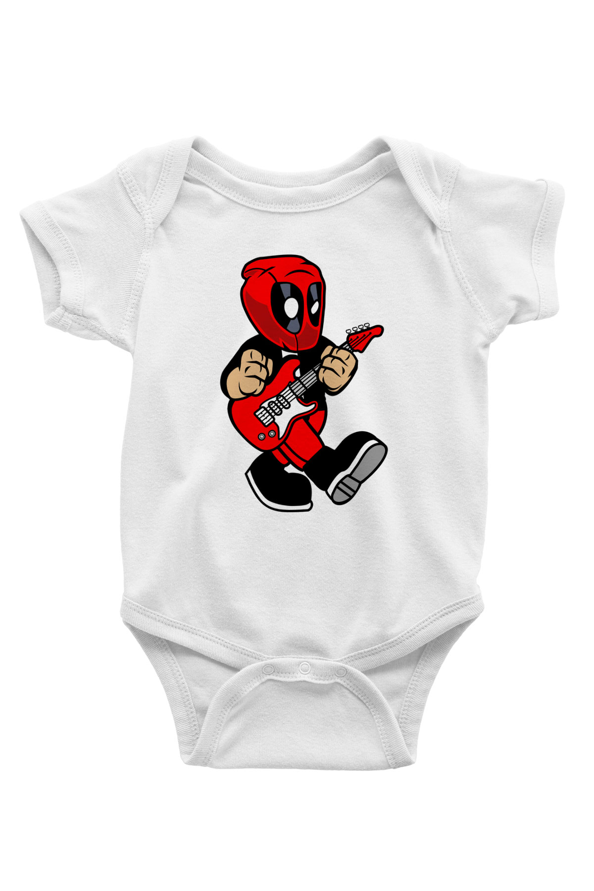 Deadpool Rockstar Baskılı Unisex Beyaz Bebek Body - Zıbın
