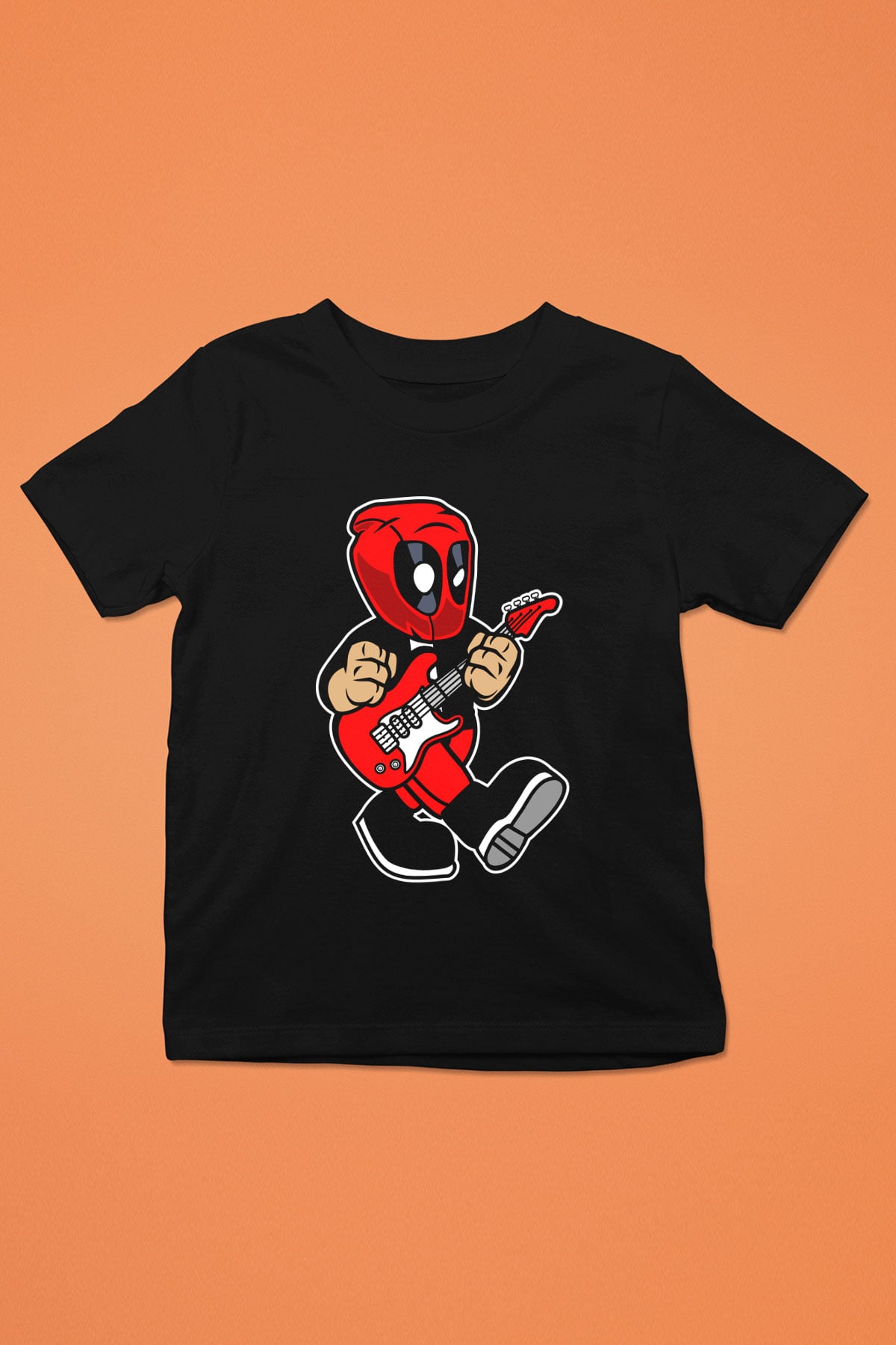 Deadpool Rockstar Baskılı Unisex Siyah Çocuk Tişört