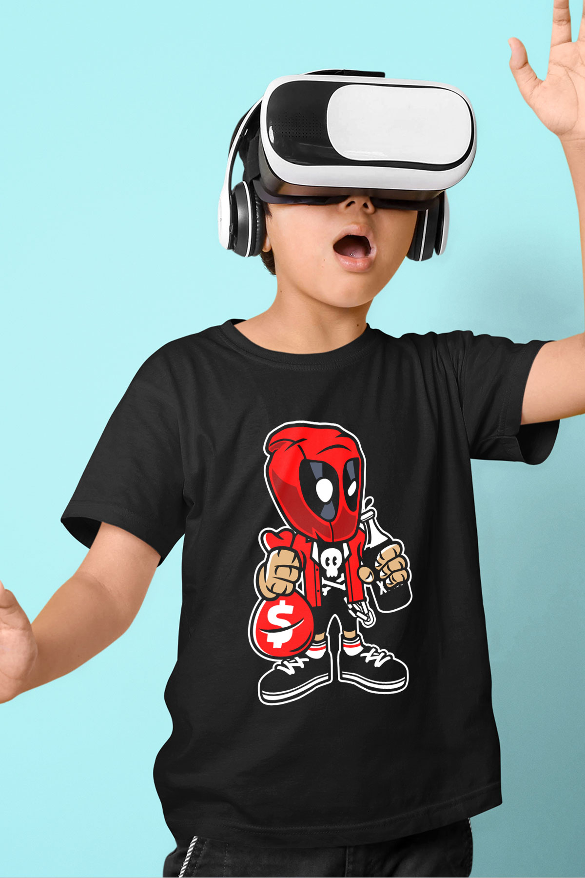 Deadpool Street Bastard Baskılı Unisex Siyah Çocuk Tişört