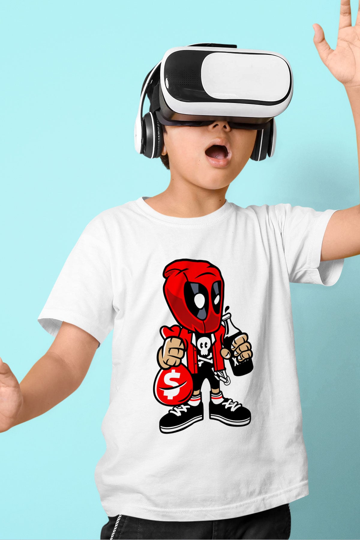 Deadpool Street Bastard Baskılı Unisex Beyaz Çocuk Tişört