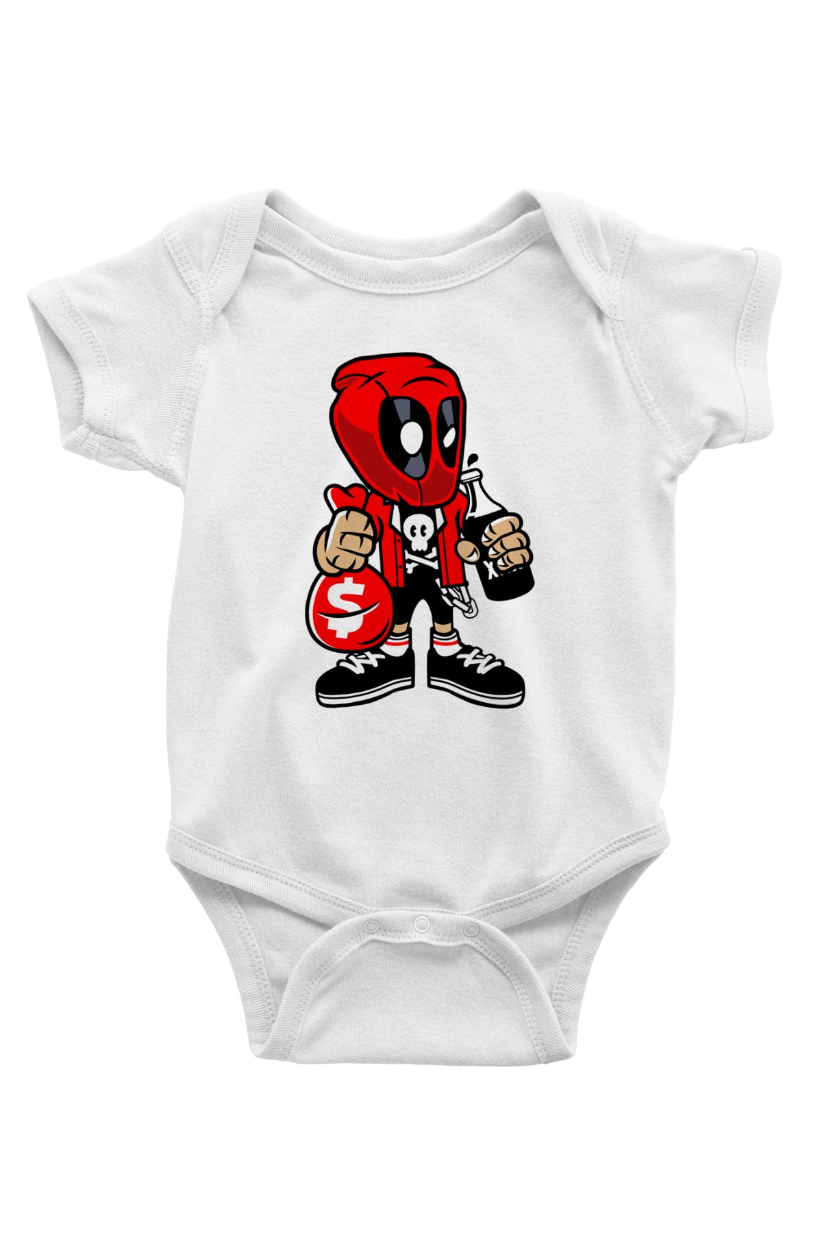 Deadpool Street Bastard Baskılı Unisex Beyaz Bebek Body - Zıbın