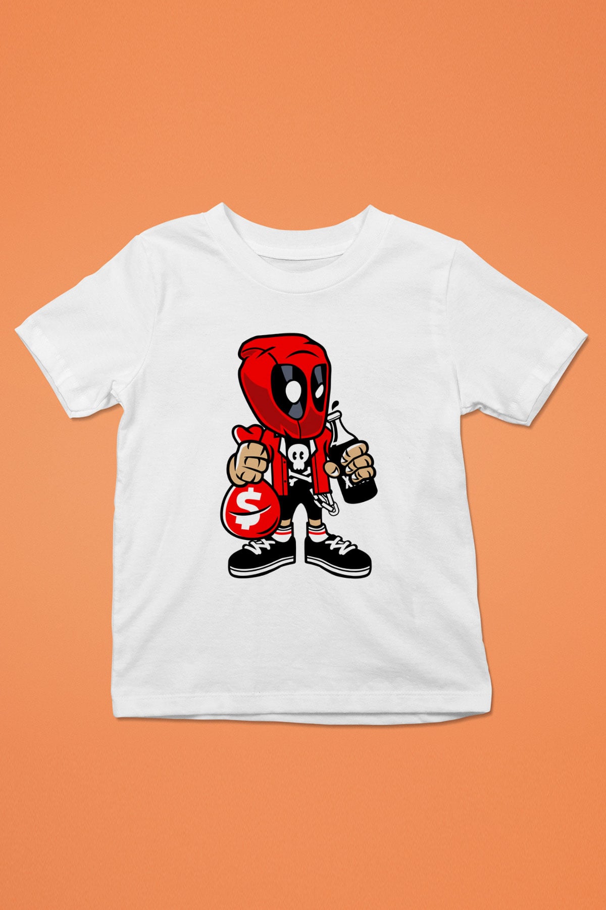 Deadpool Street Bastard Baskılı Unisex Beyaz Çocuk Tişört