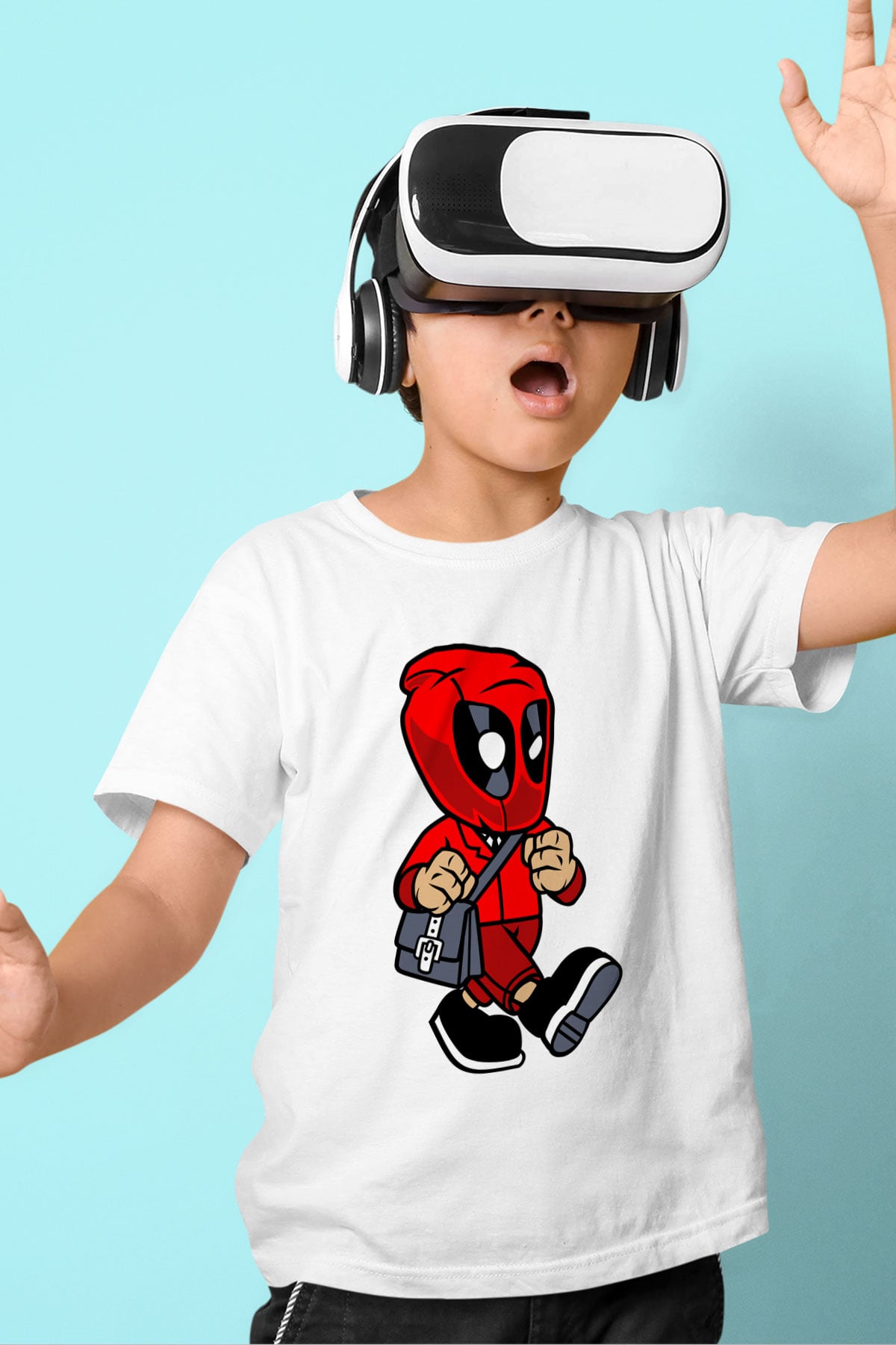 Deadpool Worker Baskılı Unisex Beyaz Çocuk Tişört