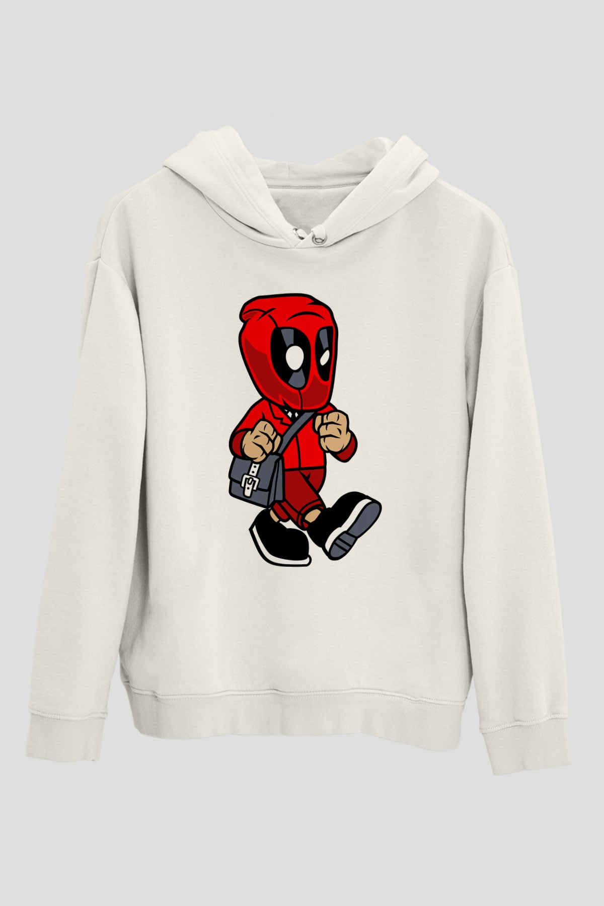 Deadpool Worker Baskılı Unisex Beyaz Hoodie