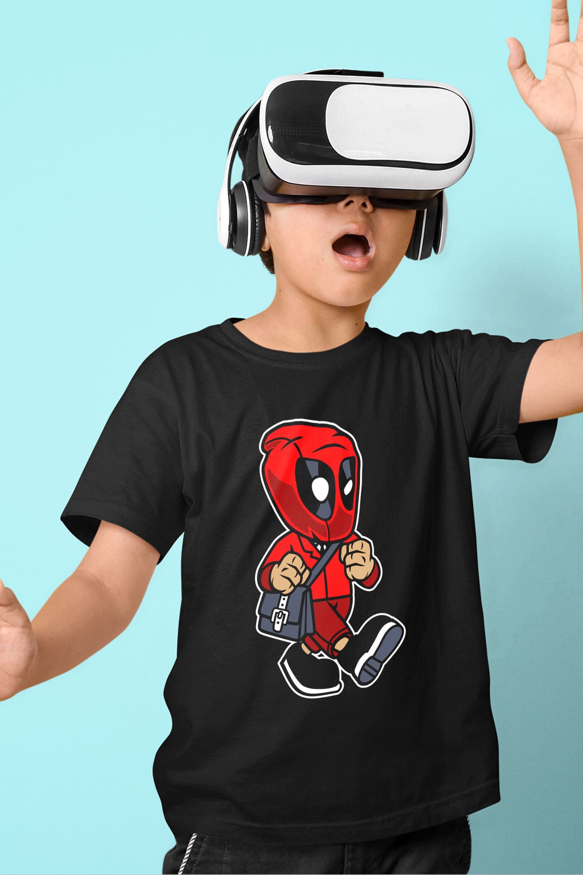 Deadpool Worker Baskılı Unisex Siyah Çocuk Tişört