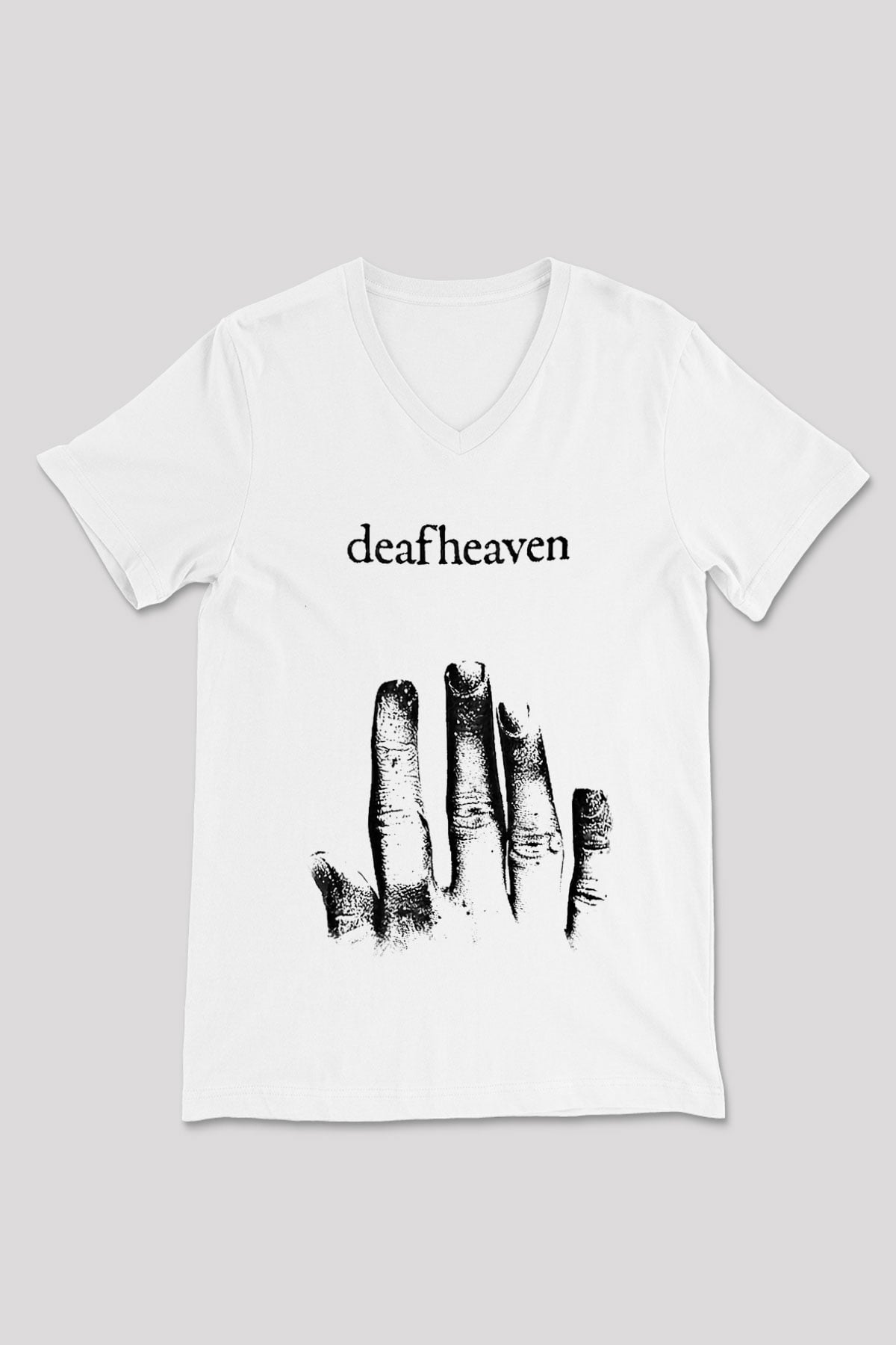 Deafheaven Baskılı Unisex Beyaz V Yaka Tişört