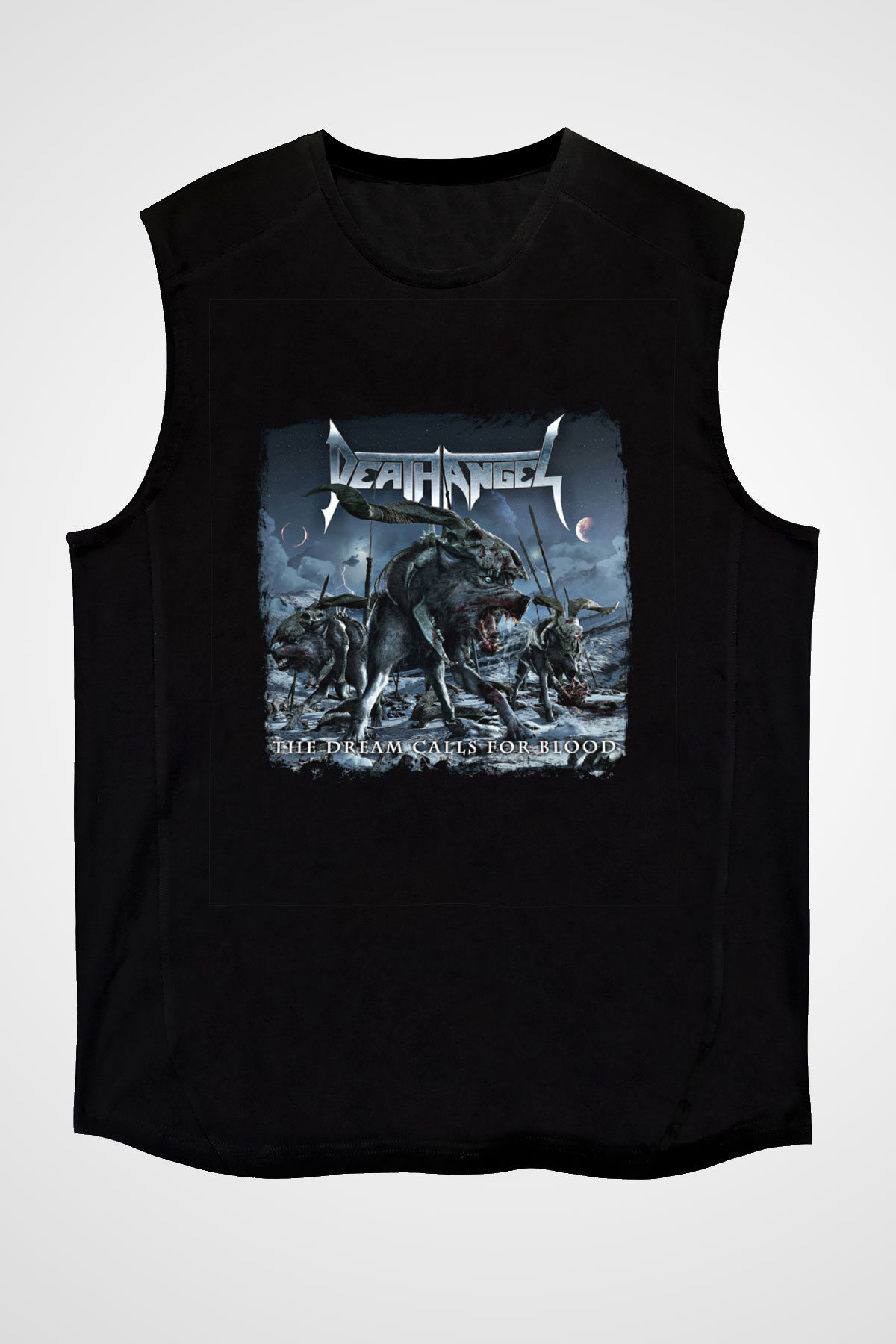 Death Angel Baskılı Unisex Siyah Kolsuz Tişört