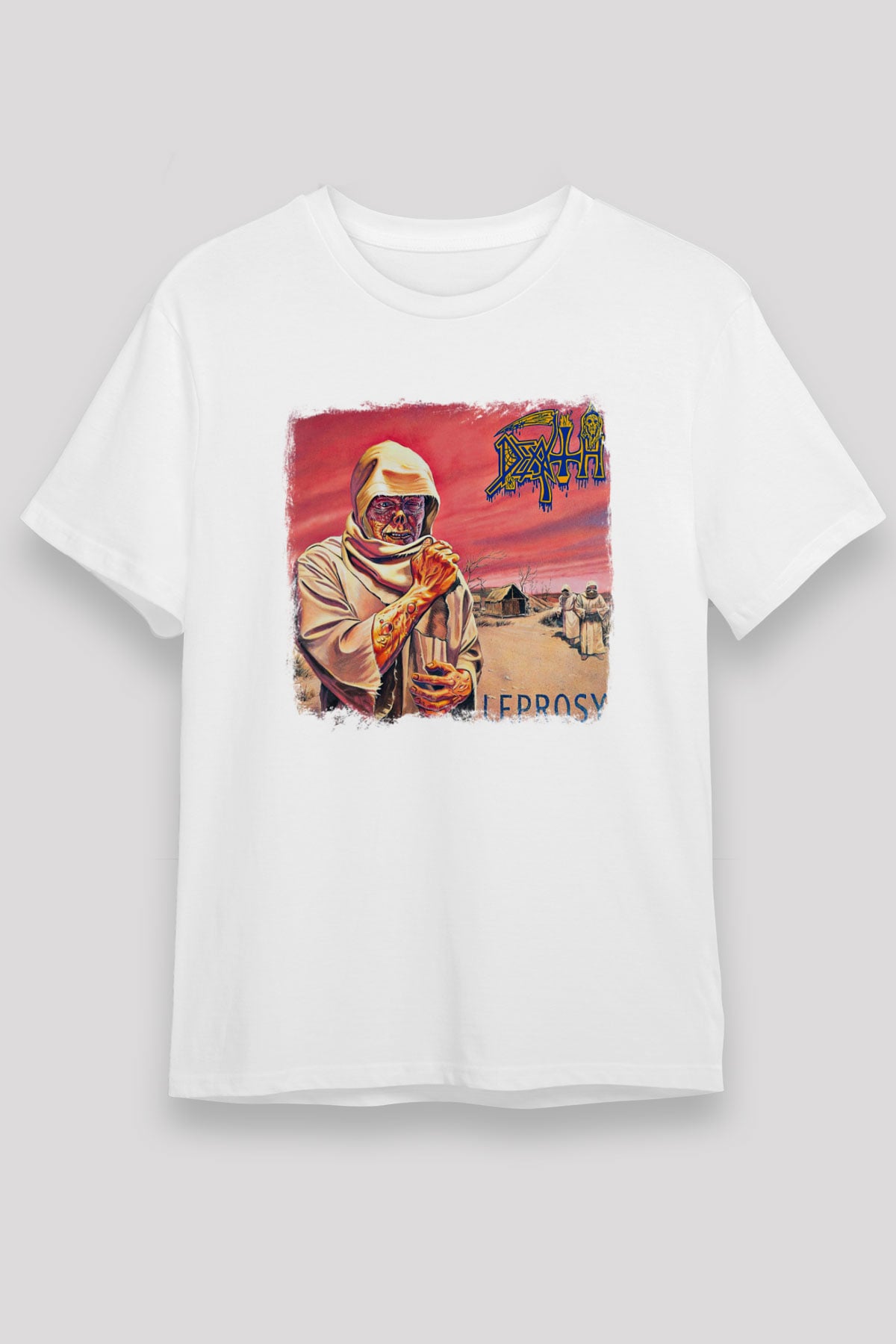 Death Baskılı Unisex Beyaz Tişört