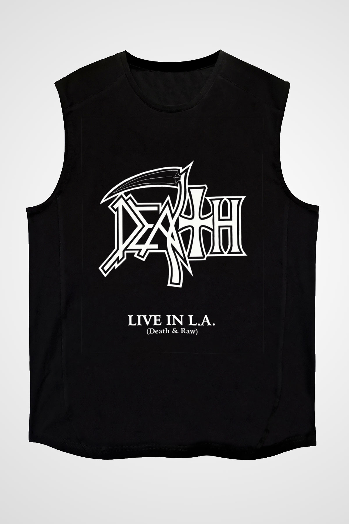 Death Baskılı Unisex Siyah Kolsuz Tişört