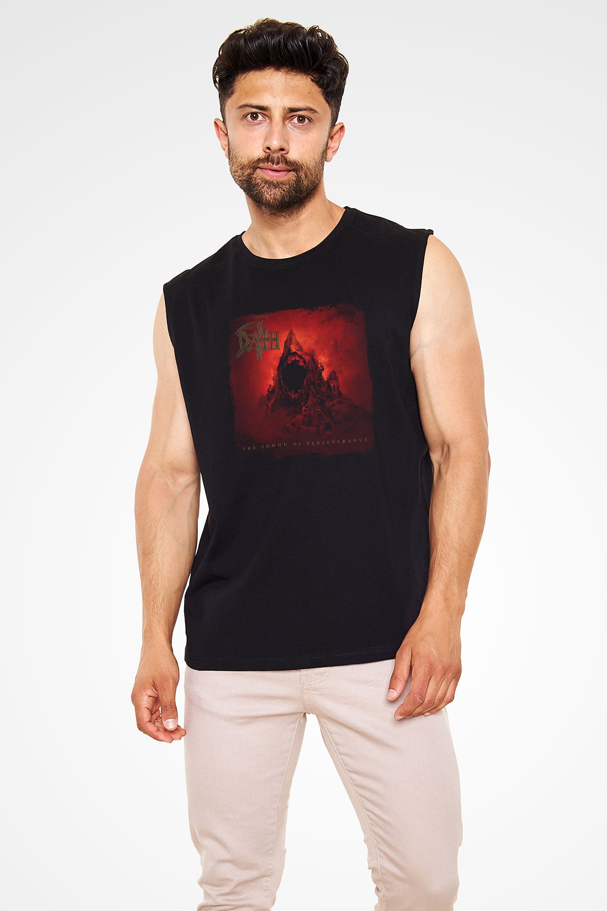 Death Baskılı Unisex Siyah Kolsuz Tişört