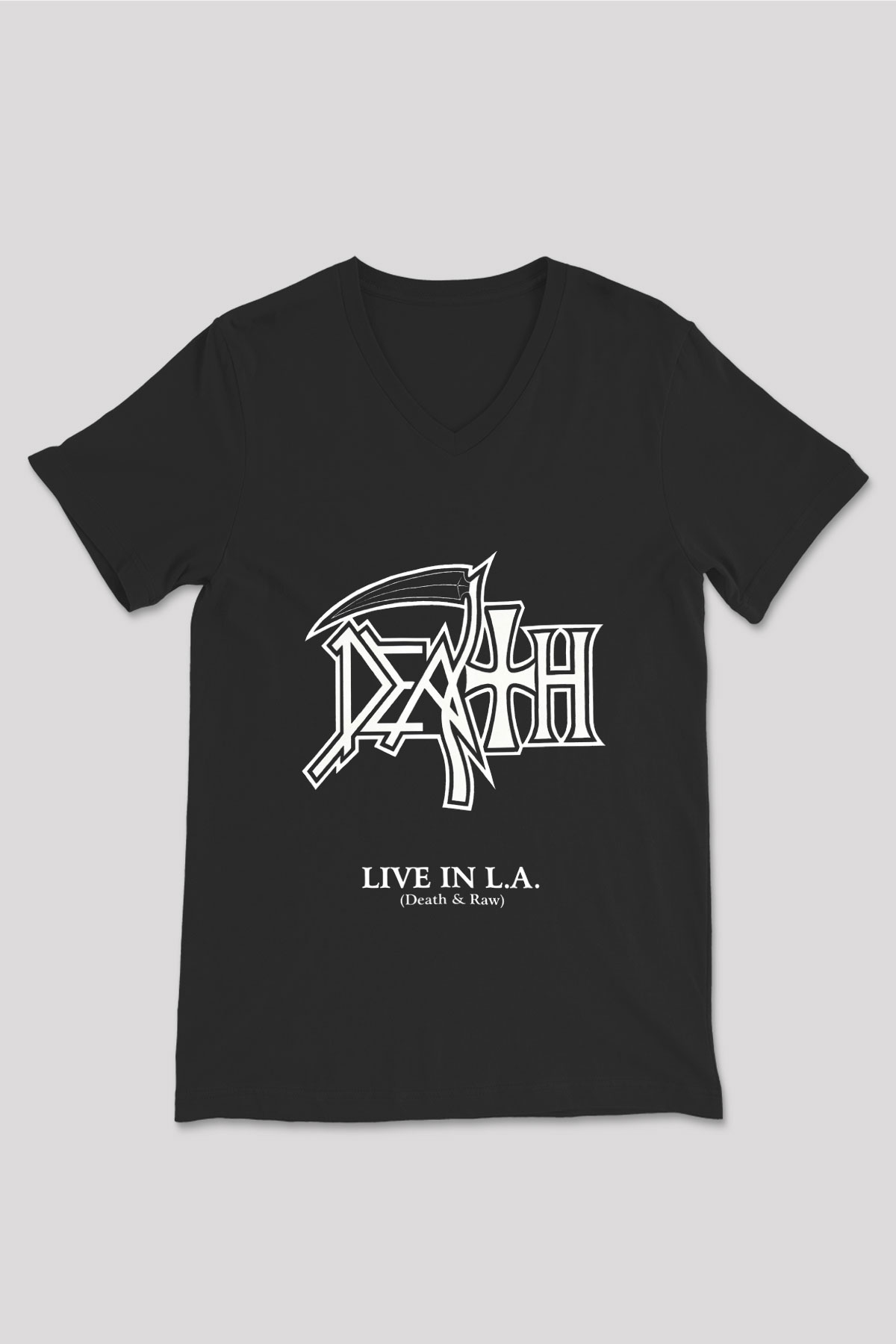 Death Baskılı Unisex Siyah V Yaka Tişört