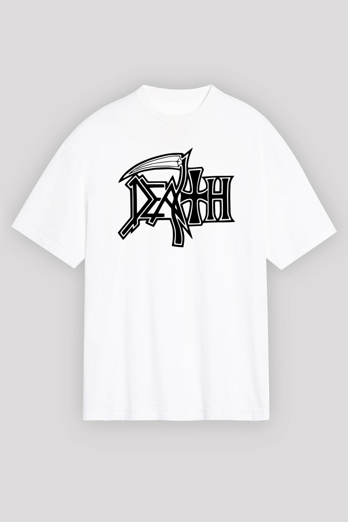 Death Beyaz Unisex Oversize Tişört T-Shirt