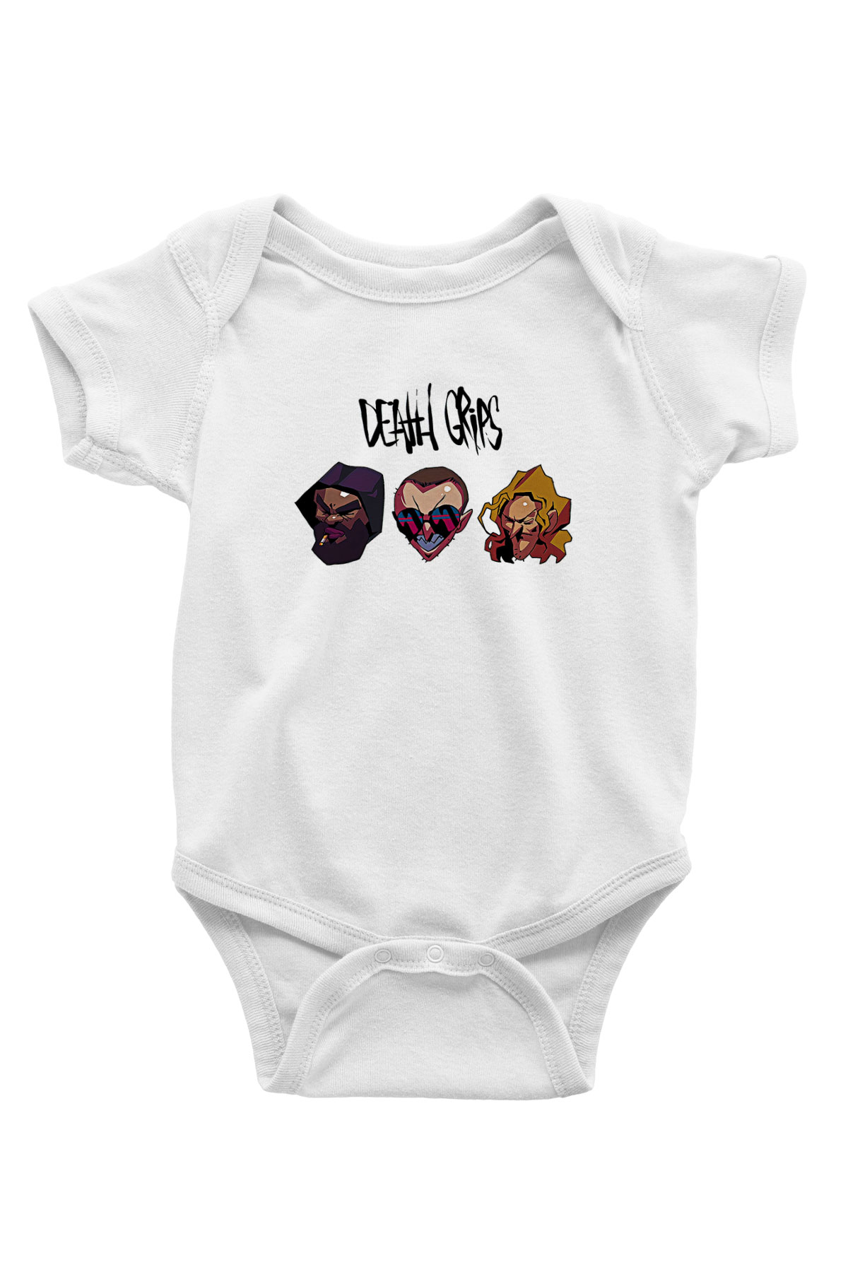 Death Grips Baskılı Beyaz Unisex Bebek Body - Zıbın