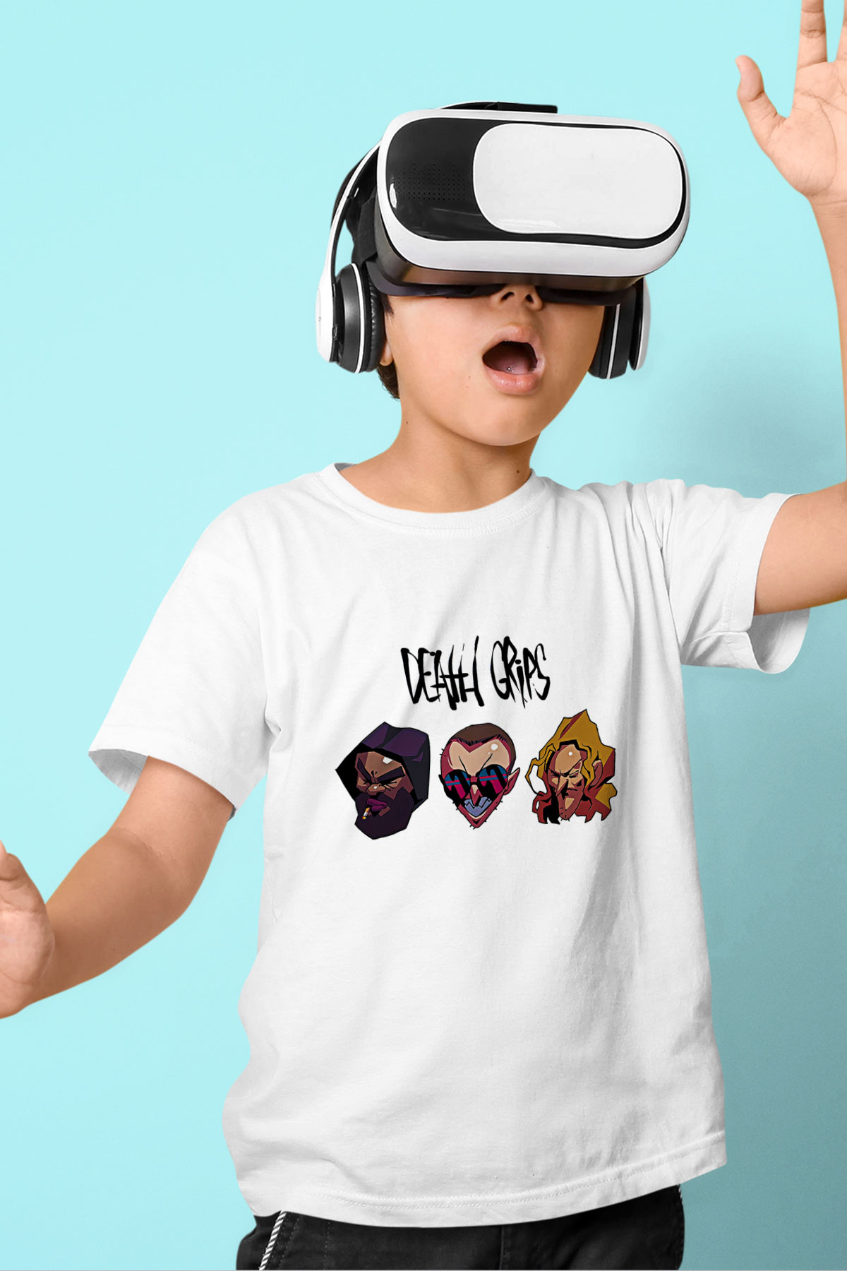Death Grips Baskılı Beyaz Unisex Beyaz Çocuk Tişört - Tshirt