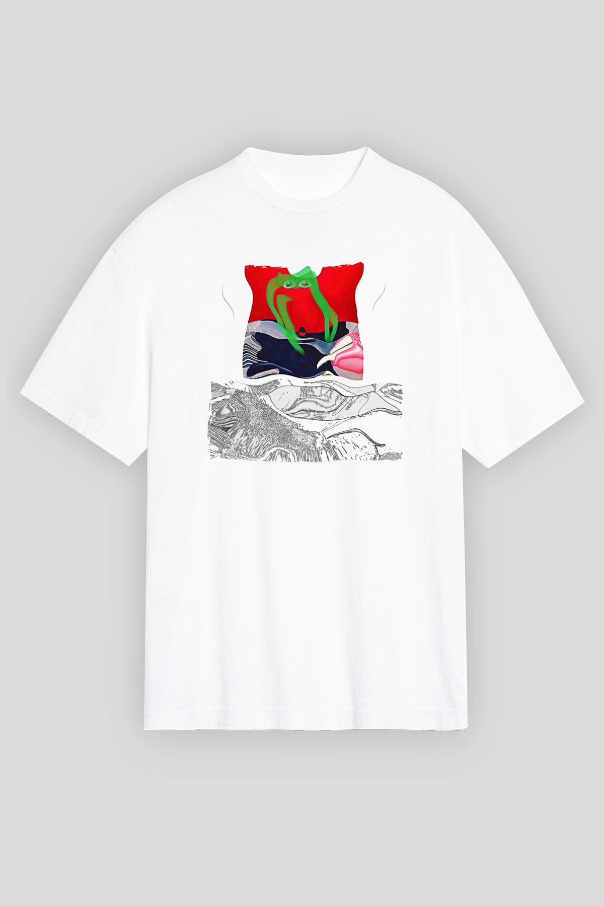 Death Grips Baskılı Beyaz Unisex Oversize Tişört - Tshirt