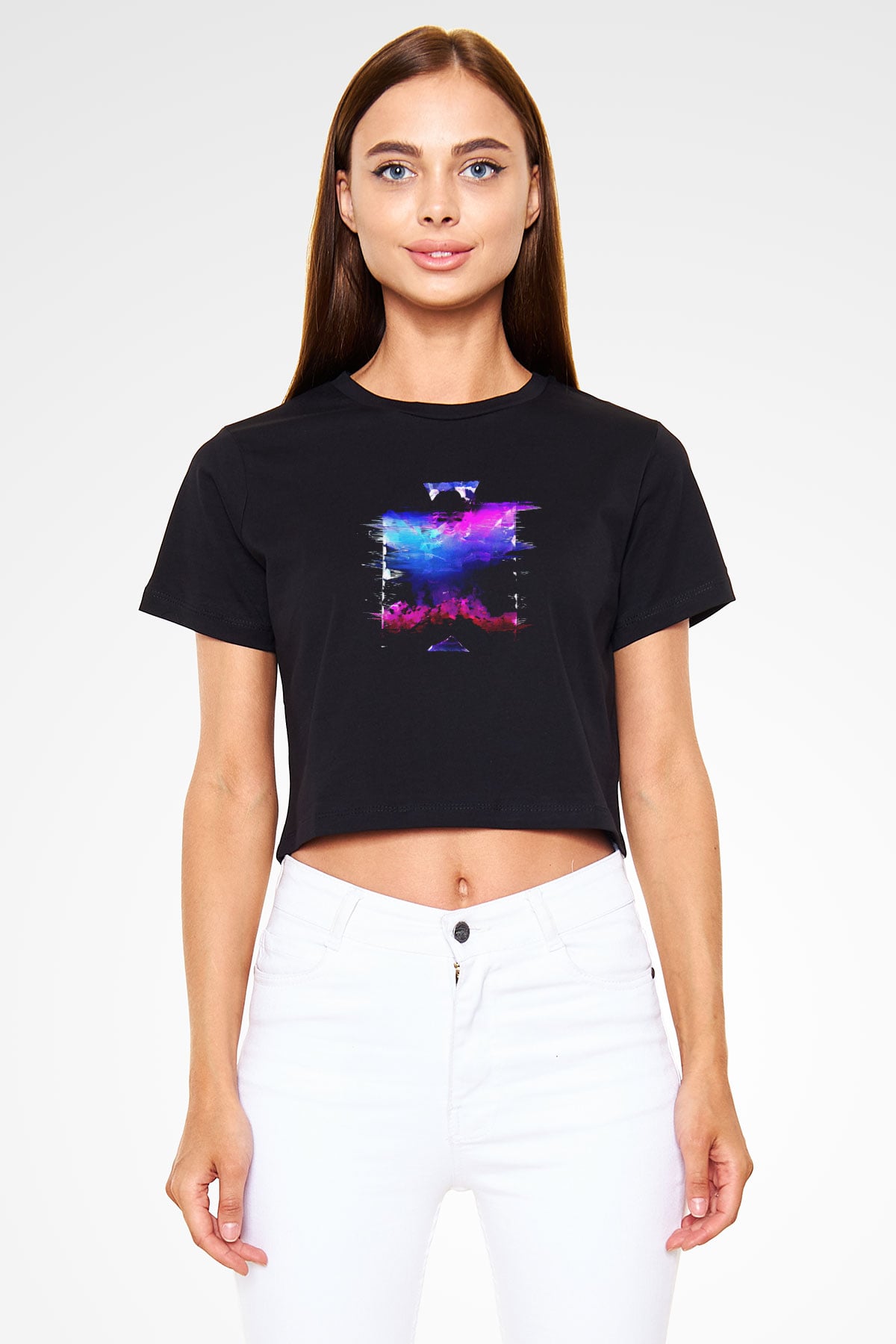 Death Grips Baskılı Siyah Crop Top Kadın Tişört - Tshirt