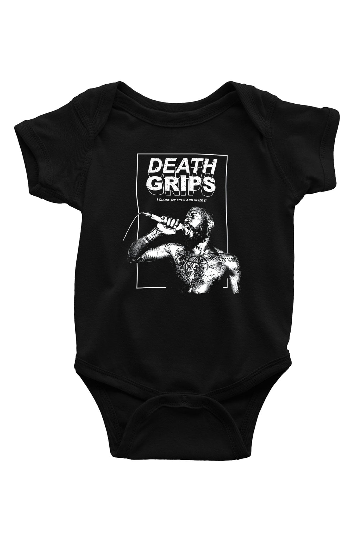 Death Grips Baskılı Unisex Siyah Bebek Body - Zıbın