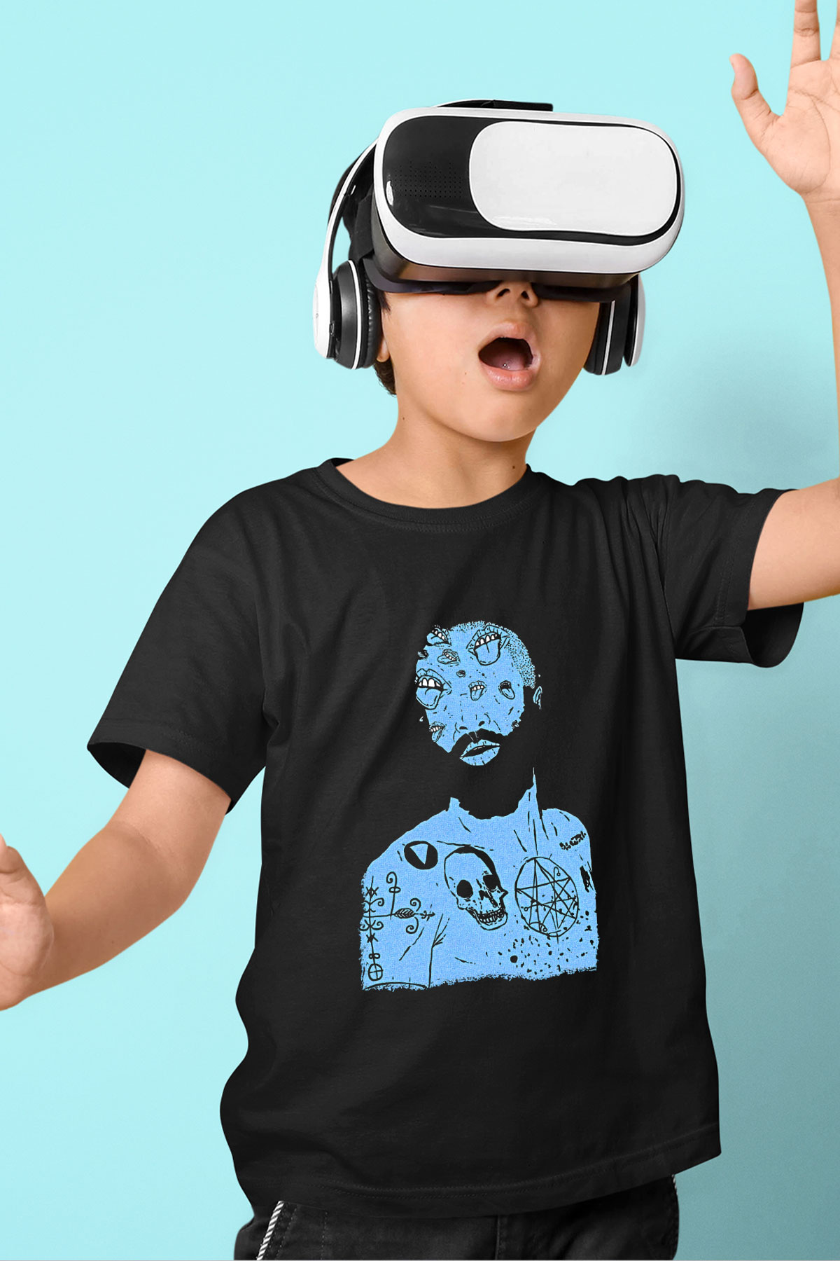 Death Grips Baskılı Unisex Siyah Çocuk Tişört - Tshirt