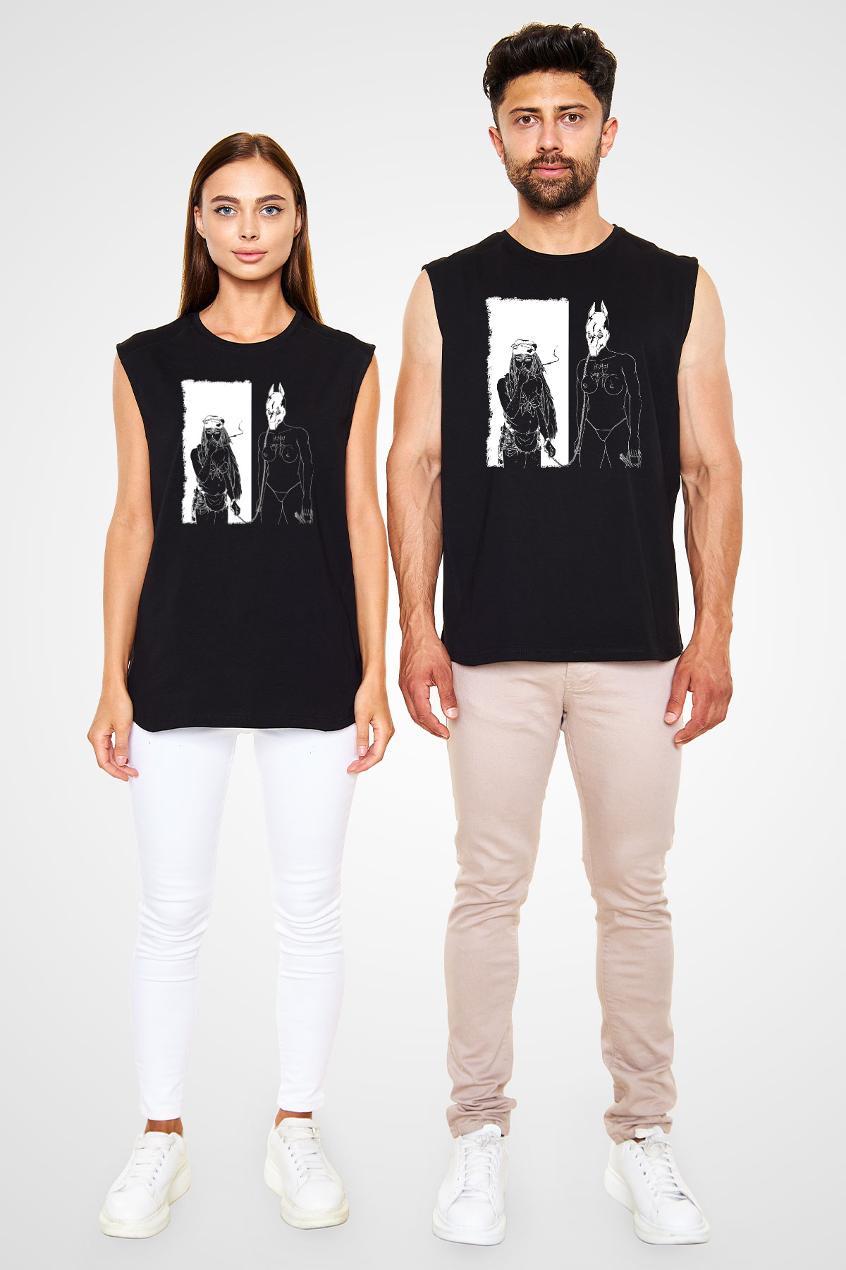 Death Grips Baskılı Unisex Siyah Kolsuz Tişört - Tshirt