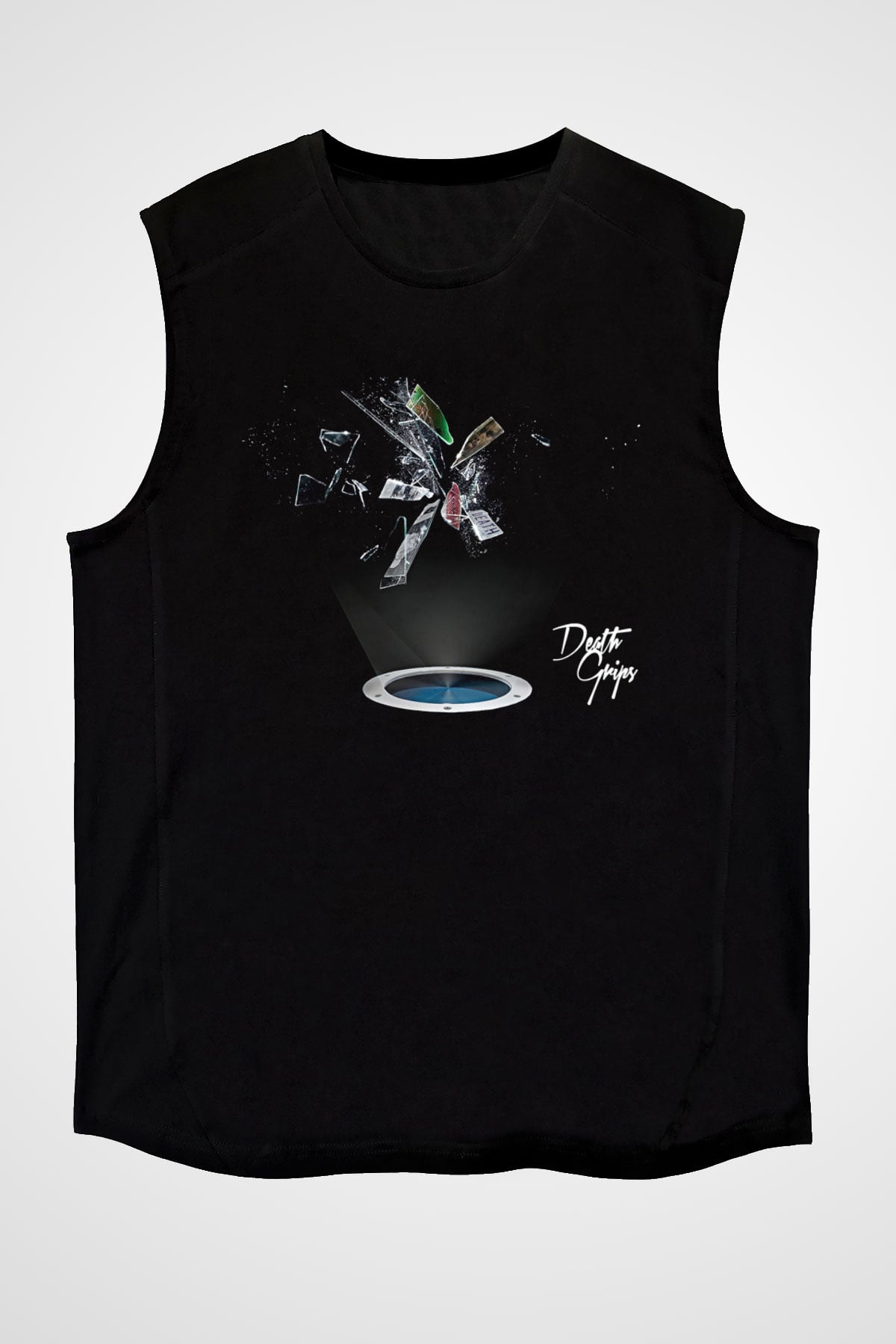 Death Grips Baskılı Unisex Siyah Kolsuz Tişört - Tshirt