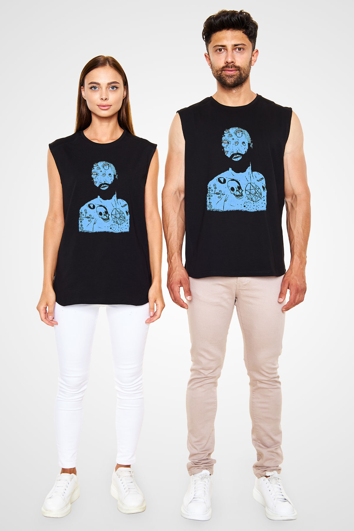Death Grips Baskılı Unisex Siyah Kolsuz Tişört - Tshirt