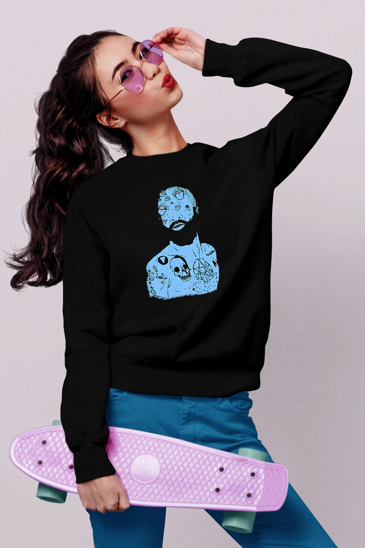 Death Grips Baskılı Unisex Siyah Sweatshirt