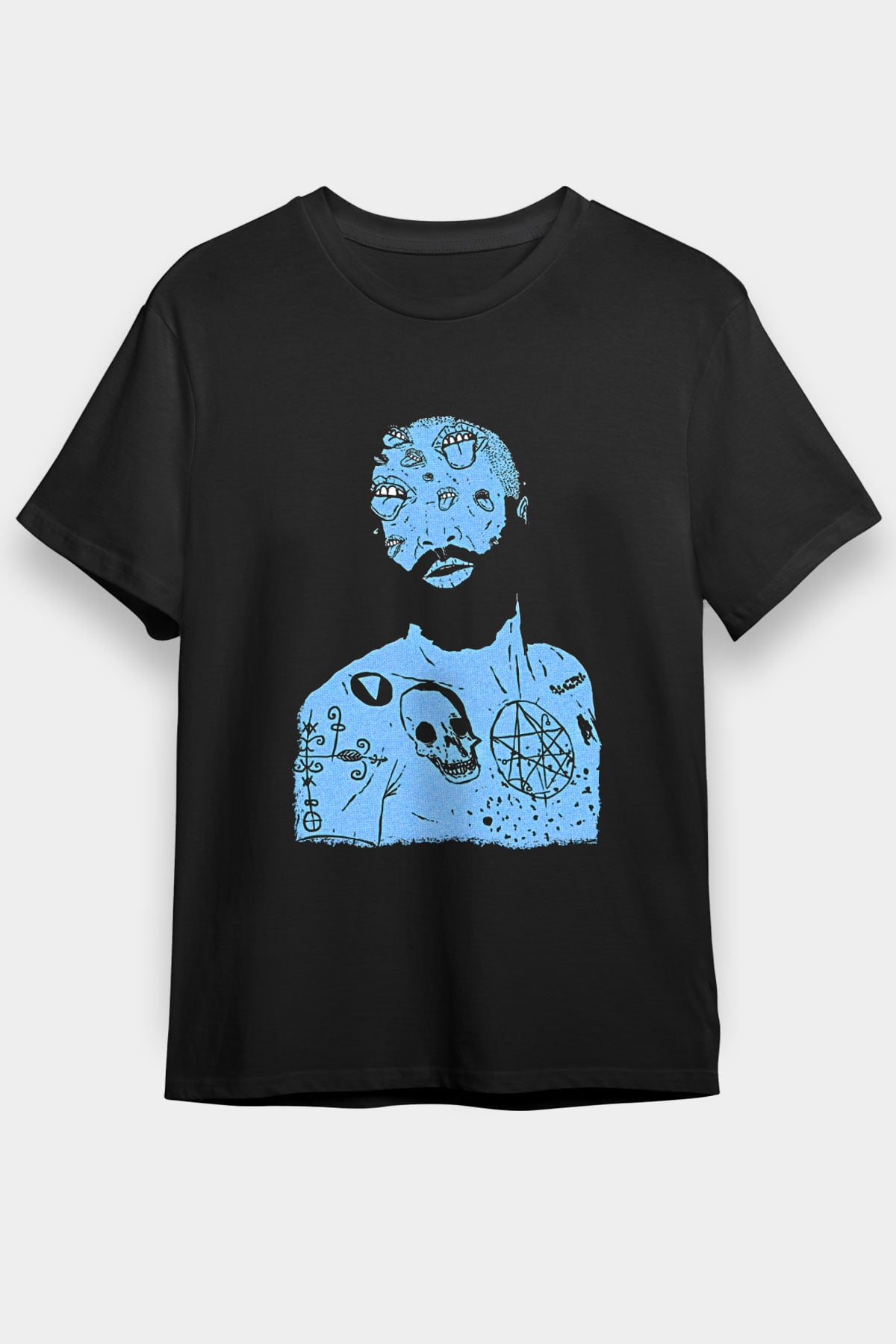 Death Grips Baskılı Unisex Siyah Tişört - Tshirt