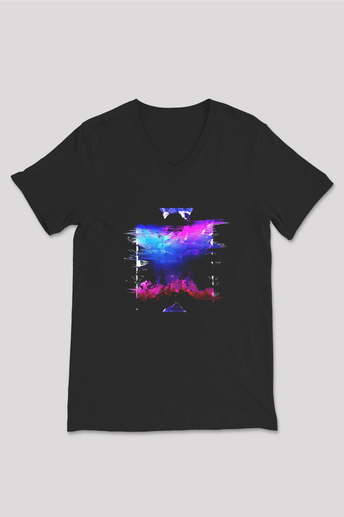 Death Grips Baskılı Unisex Siyah V Yaka Tişört - Tshirt