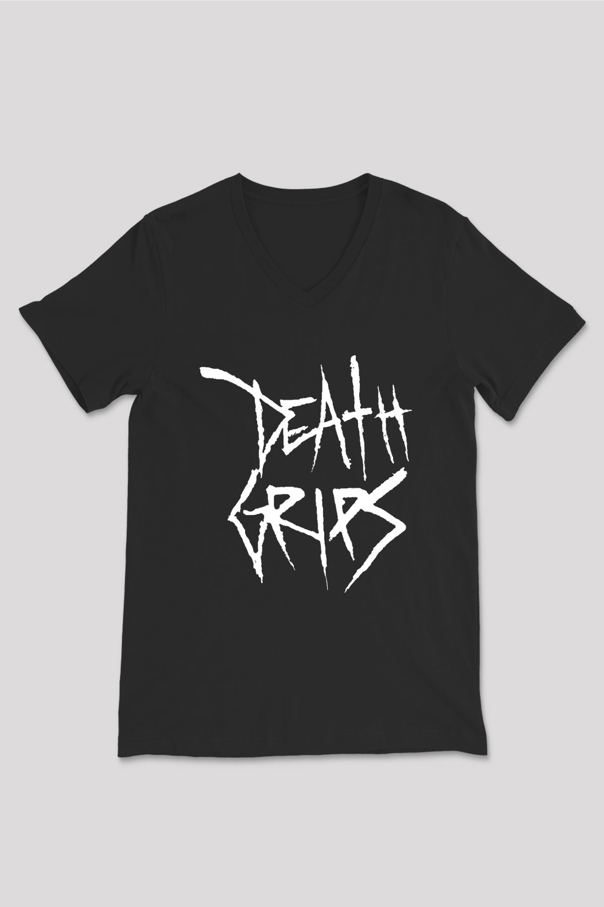 Death Grips Baskılı Unisex Siyah V Yaka Tişört - Tshirt