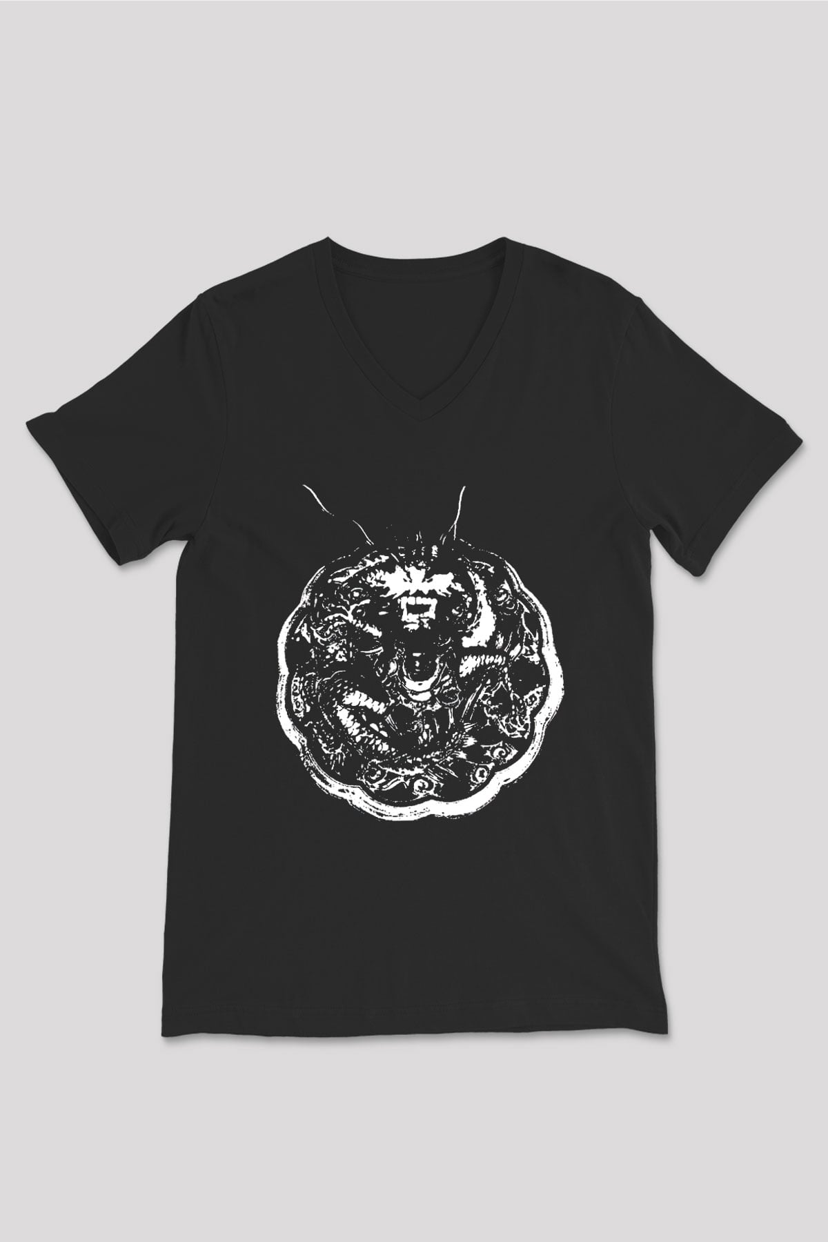 Death Grips Baskılı Unisex Siyah V Yaka Tişört - Tshirt