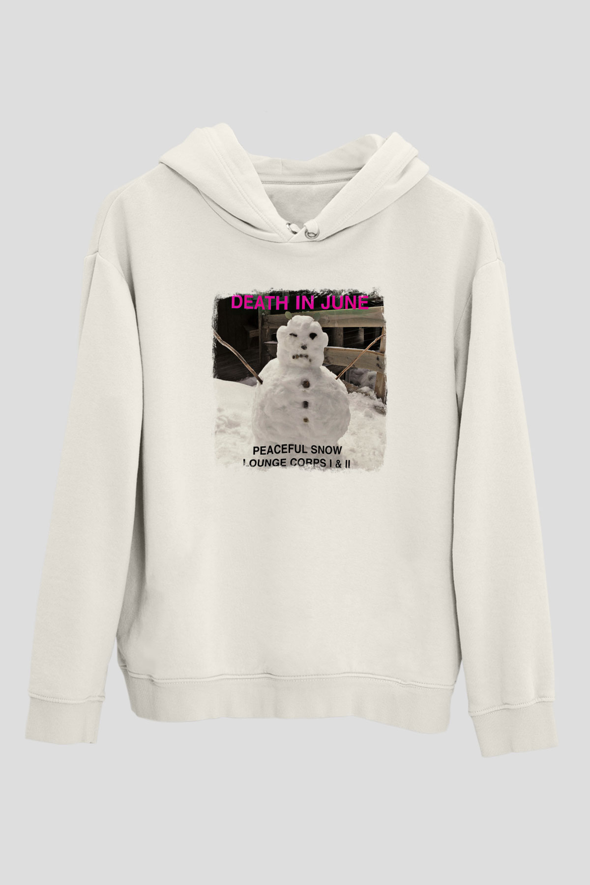 Death in June Baskılı Unisex Beyaz Hoodie