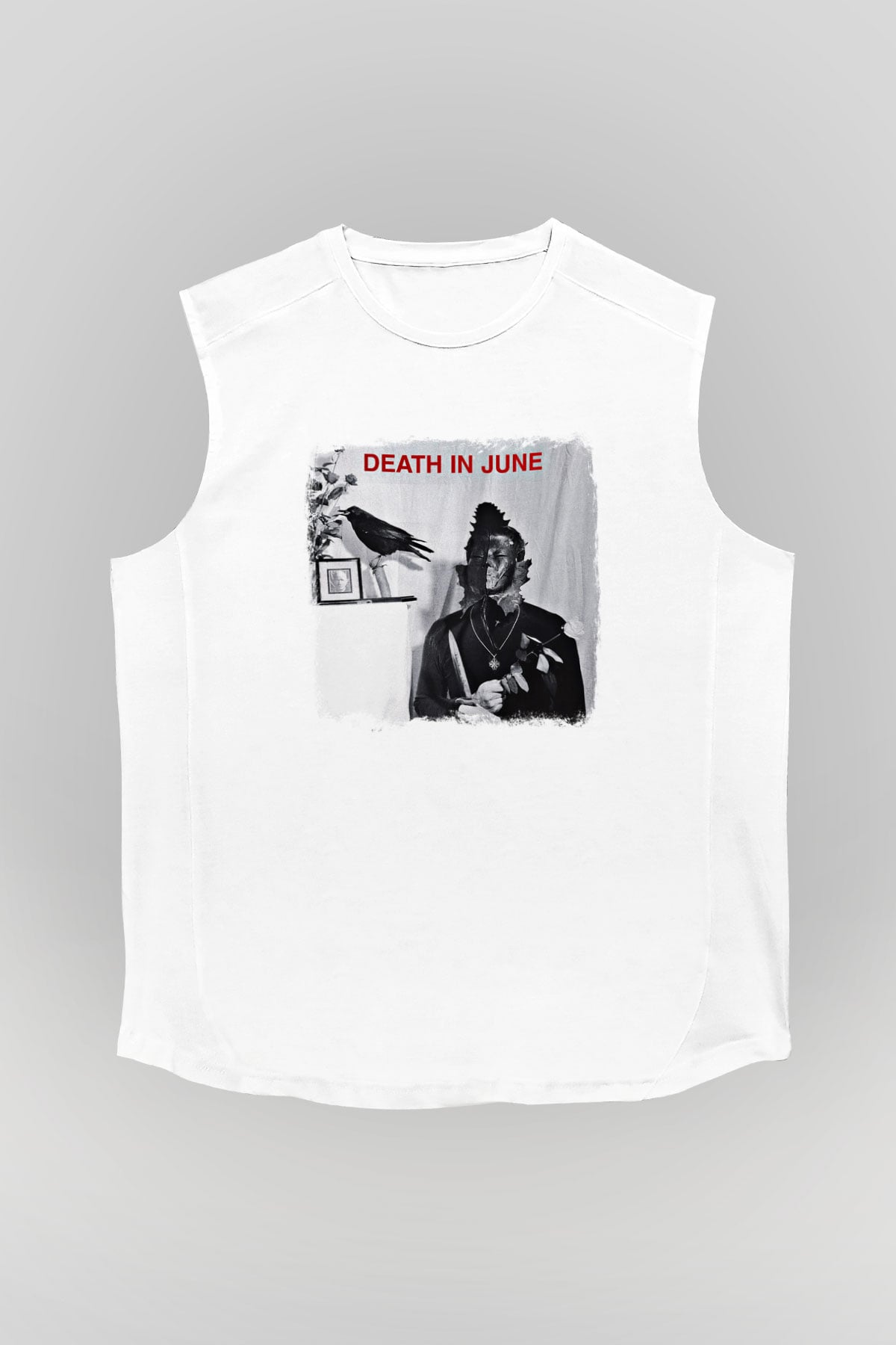Death in June Baskılı Unisex Beyaz Kolsuz Tişört