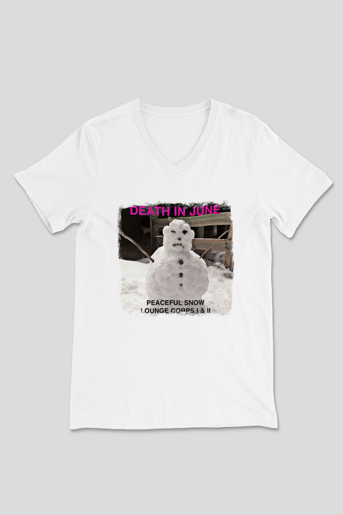 Death in June Baskılı Unisex Beyaz V Yaka Tişört