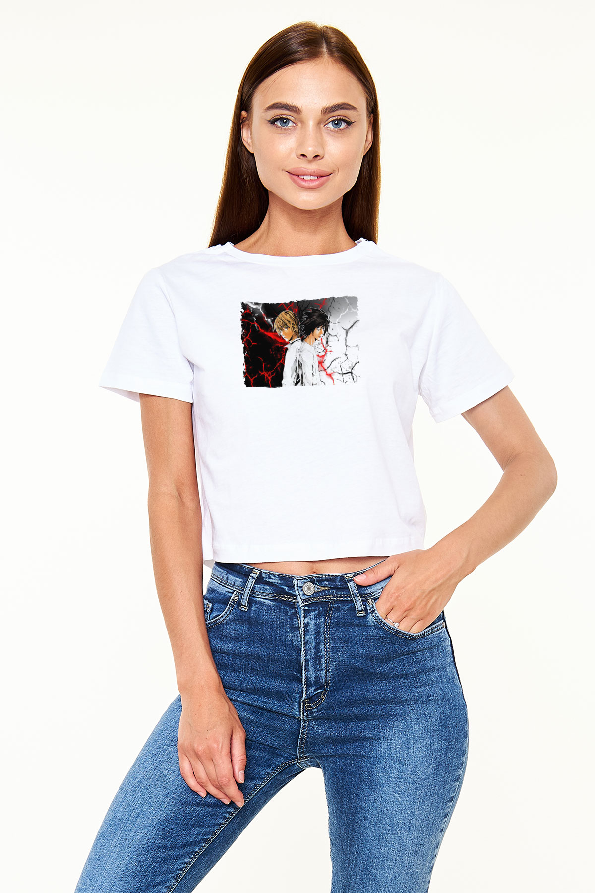 Death Note Beyaz  Crop Top Tişört