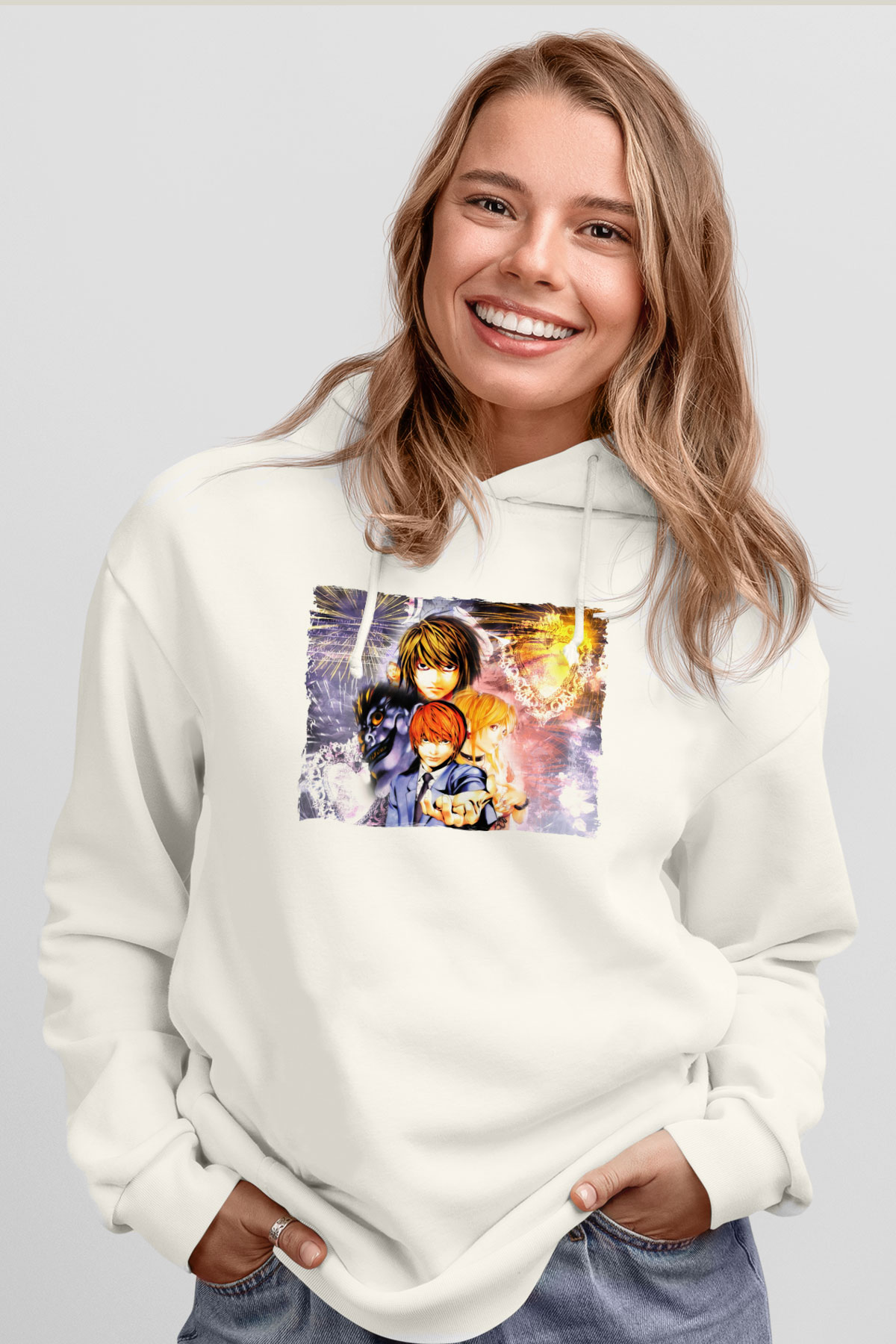 Death Note Beyaz Unisex Hoodie