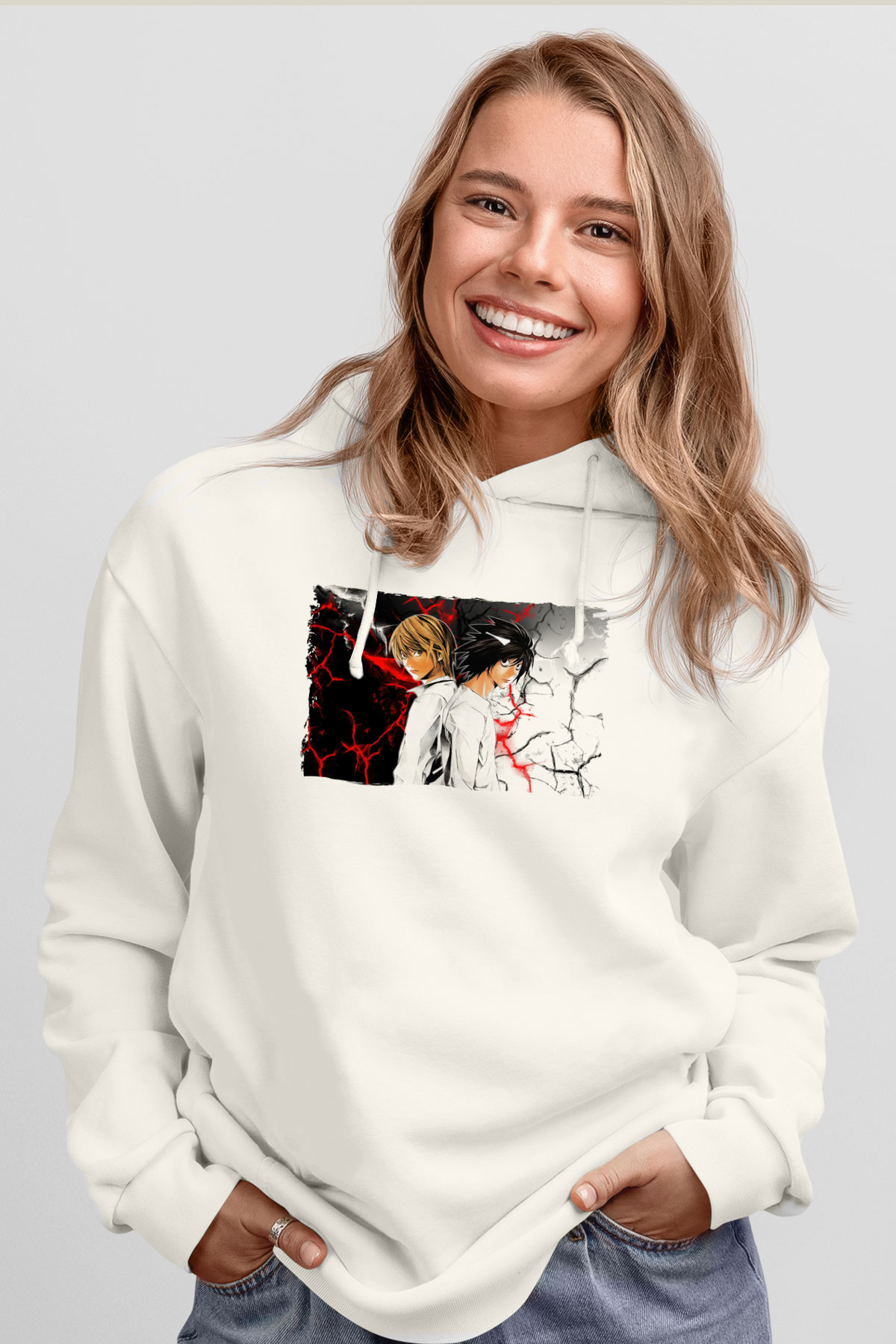 Death Note Beyaz Unisex Hoodie
