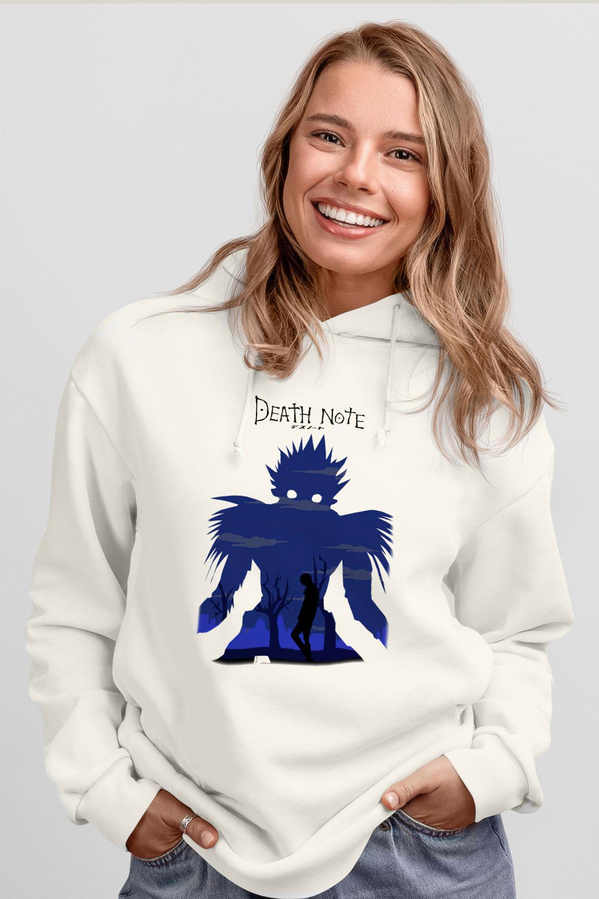 Death Note Beyaz Unisex Kapşonlu Sweatshirt
