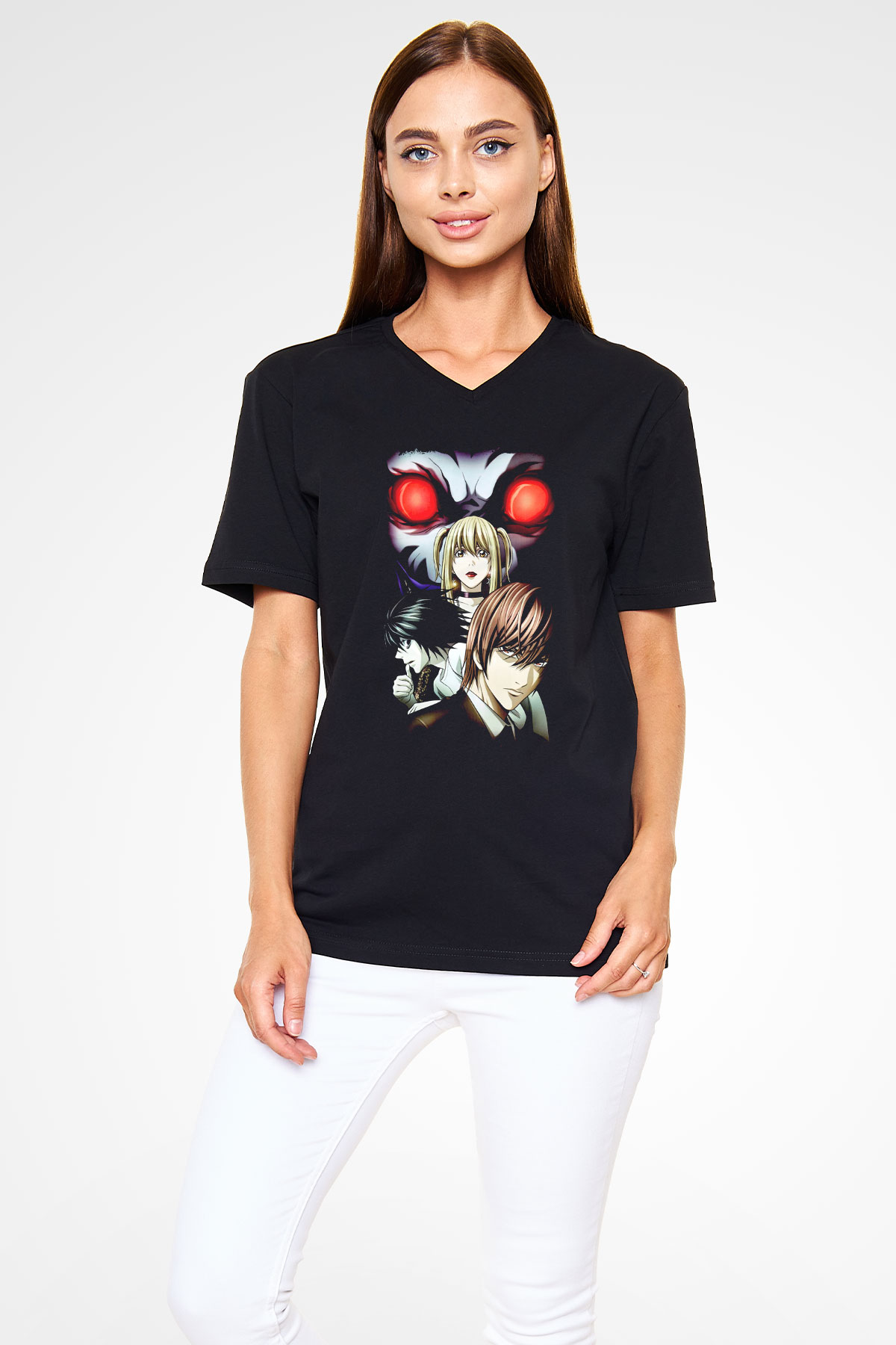 Death Note Siyah Unisex V Yaka Tişört