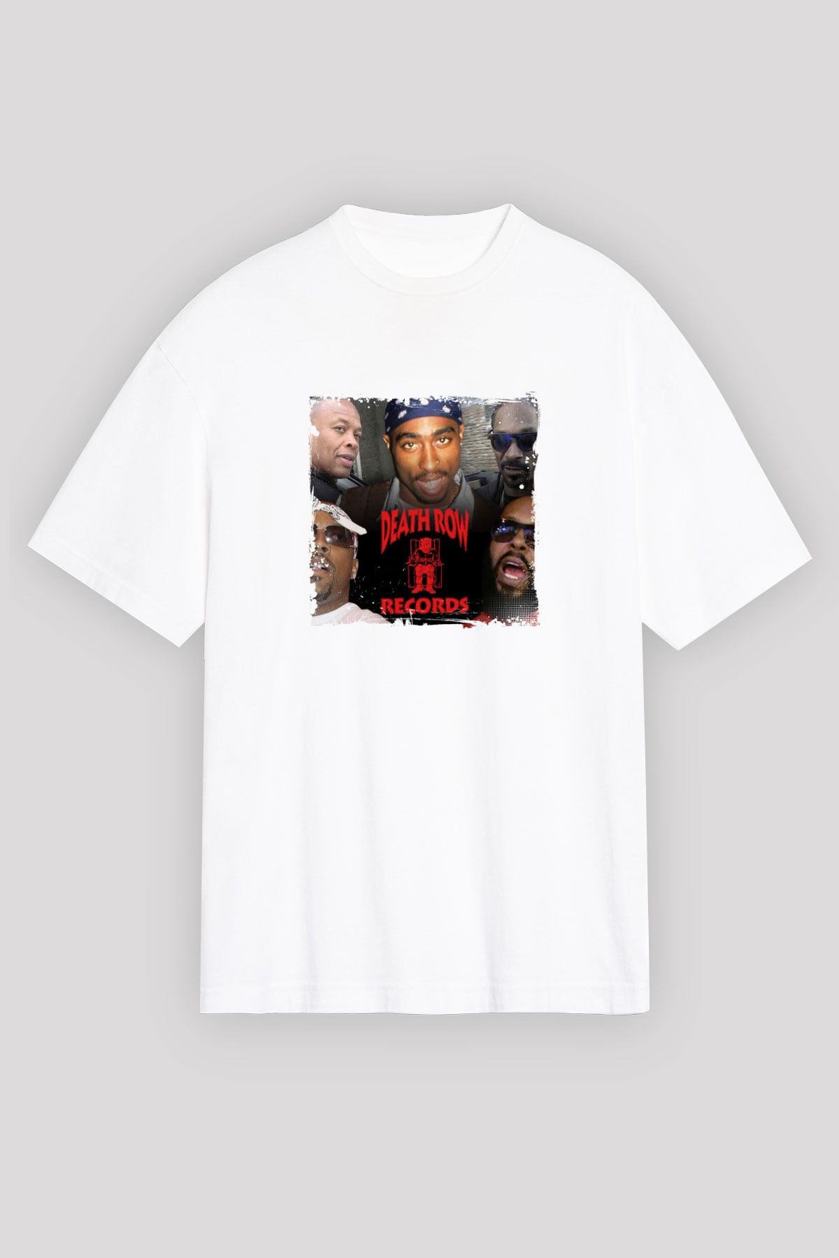 Death Row Records Baskılı Unisex Beyaz Tişört