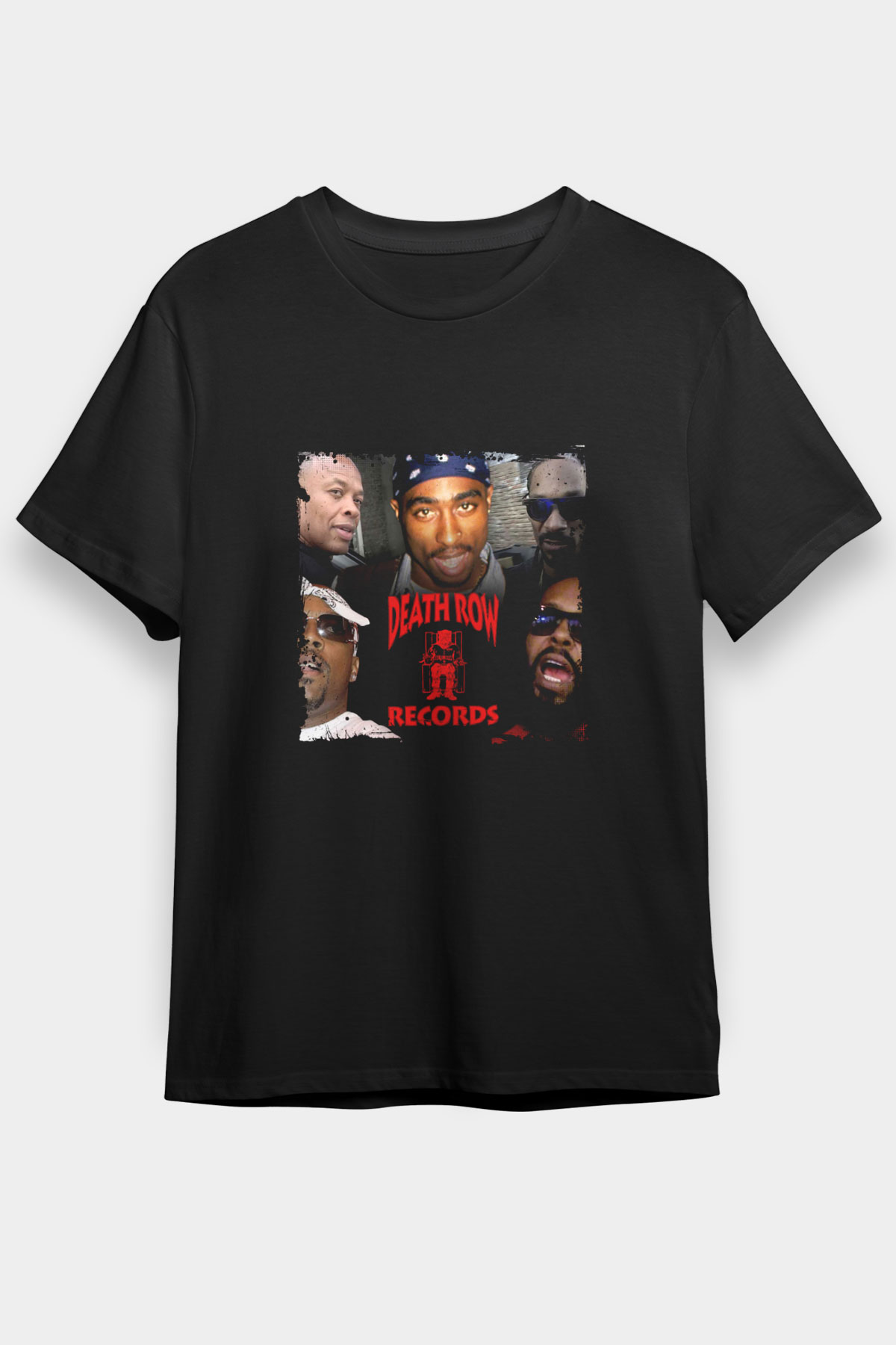 Death Row Records Baskılı Unisex Siyah Tişört