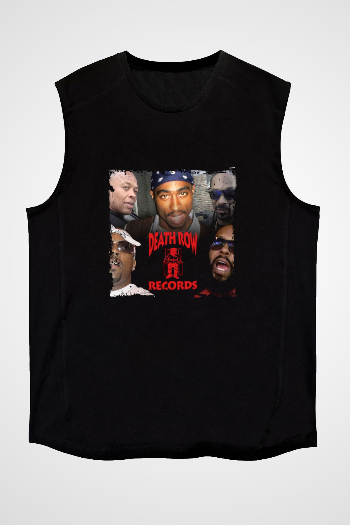 Death Row Records Baskılı Unisex Siyah Kolsuz Tişört