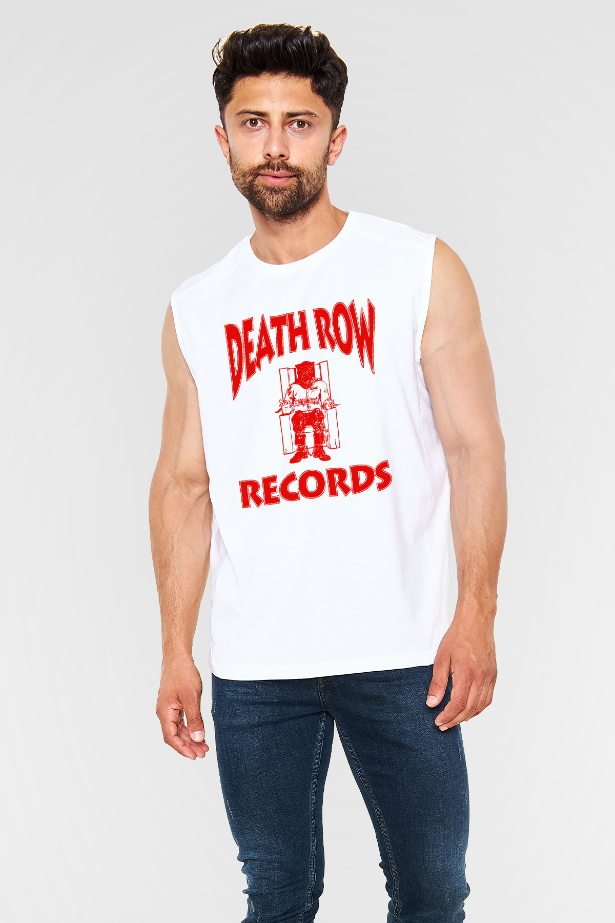 Death Row Records Beyaz Unisex Kolsuz Tişört
