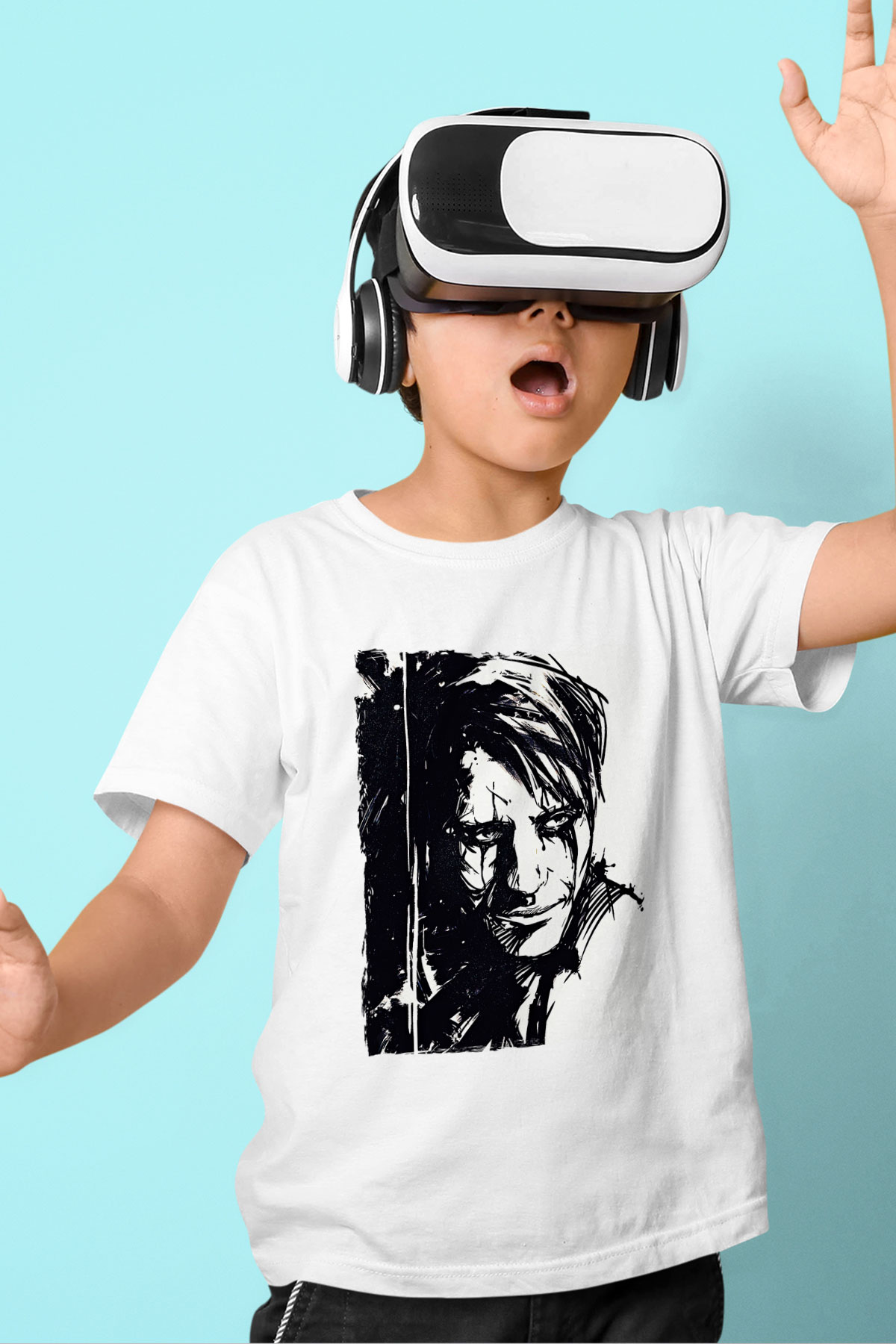 Death Stranding Baskılı Beyaz Unisex Beyaz Çocuk Tişört - Tshirt