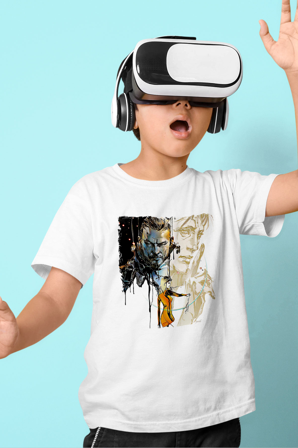 Death Stranding Baskılı Beyaz Unisex Beyaz Çocuk Tişört - Tshirt