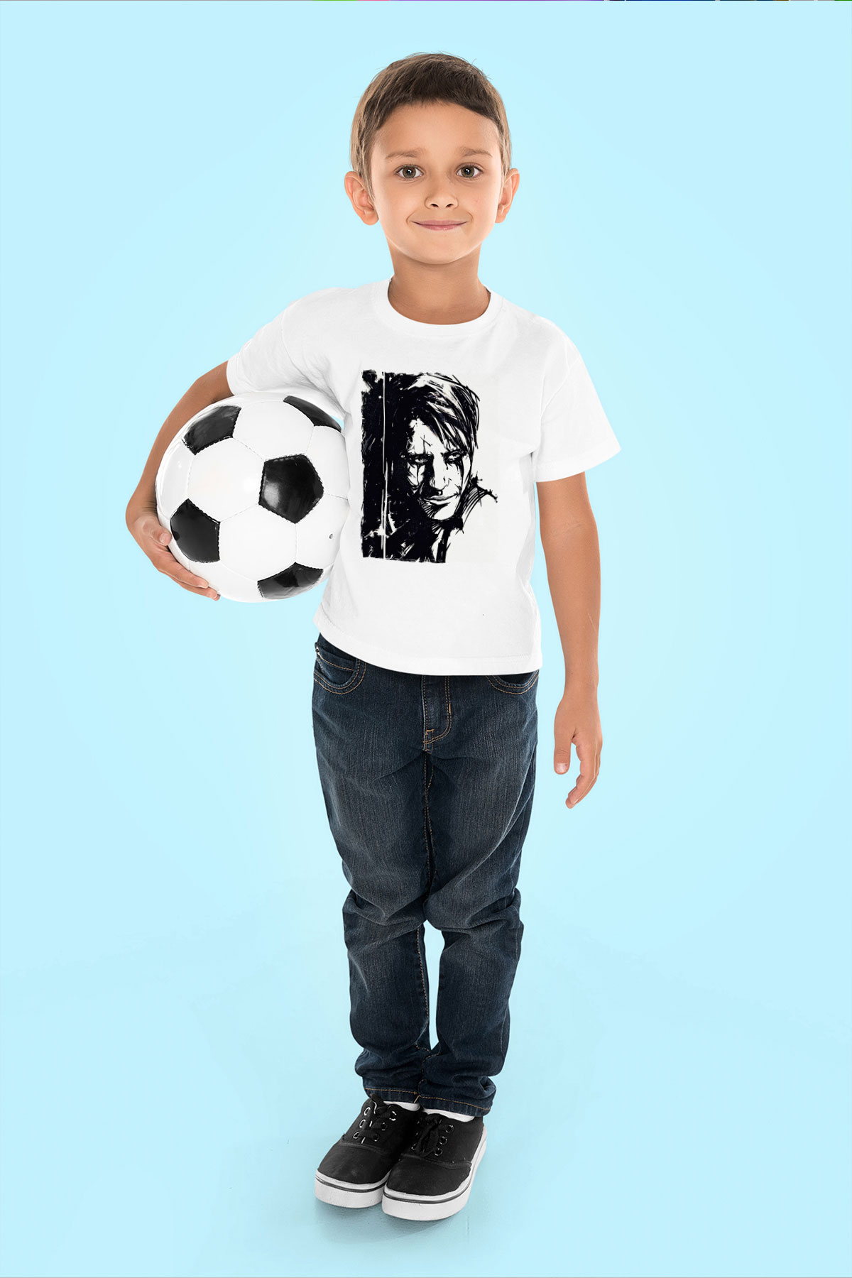 Death Stranding Baskılı Beyaz Unisex Beyaz Çocuk Tişört - Tshirt