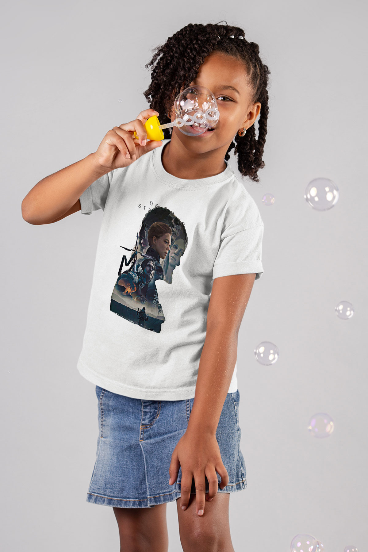 Death Stranding Baskılı Beyaz Unisex Beyaz Çocuk Tişört - Tshirt