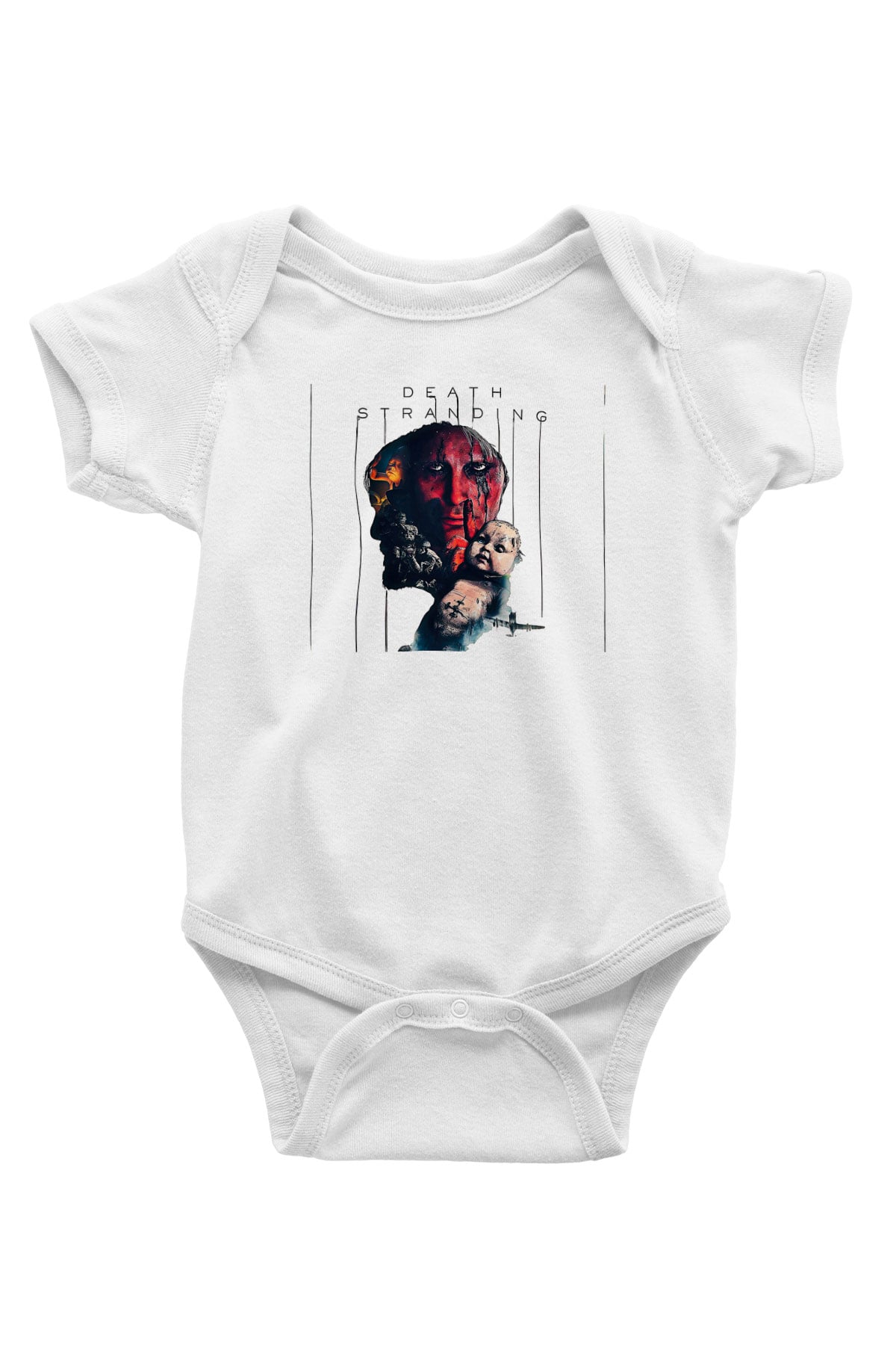 Death Stranding Baskılı Beyaz Unisex Bebek Body - Zıbın
